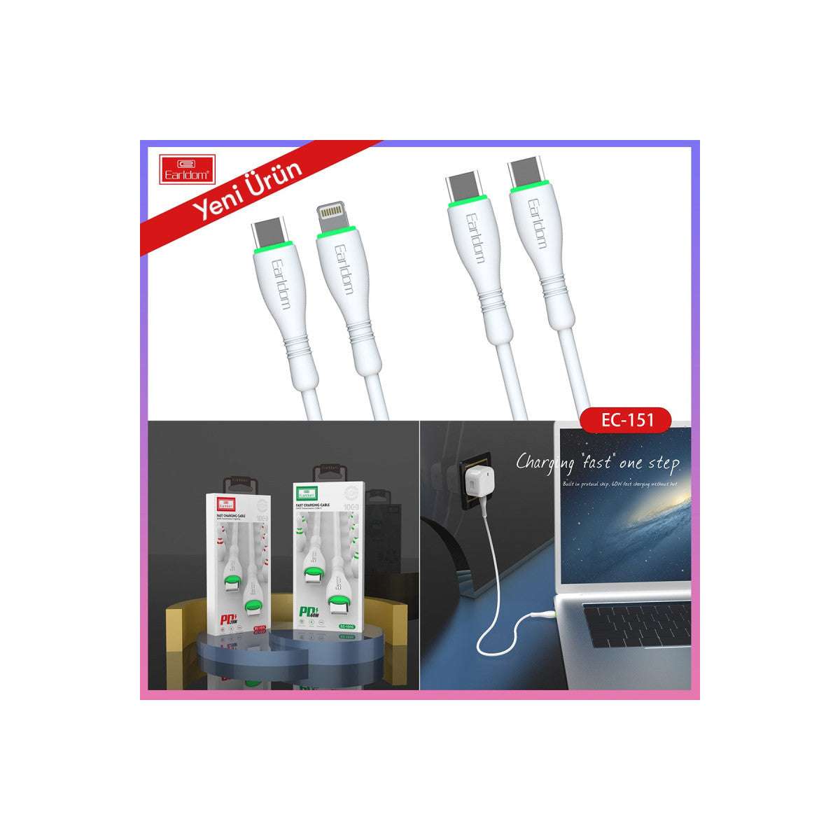 Earldom EC-151i PD 20W Type-C to Lightning 1M Hızlı Şarj Kablosu