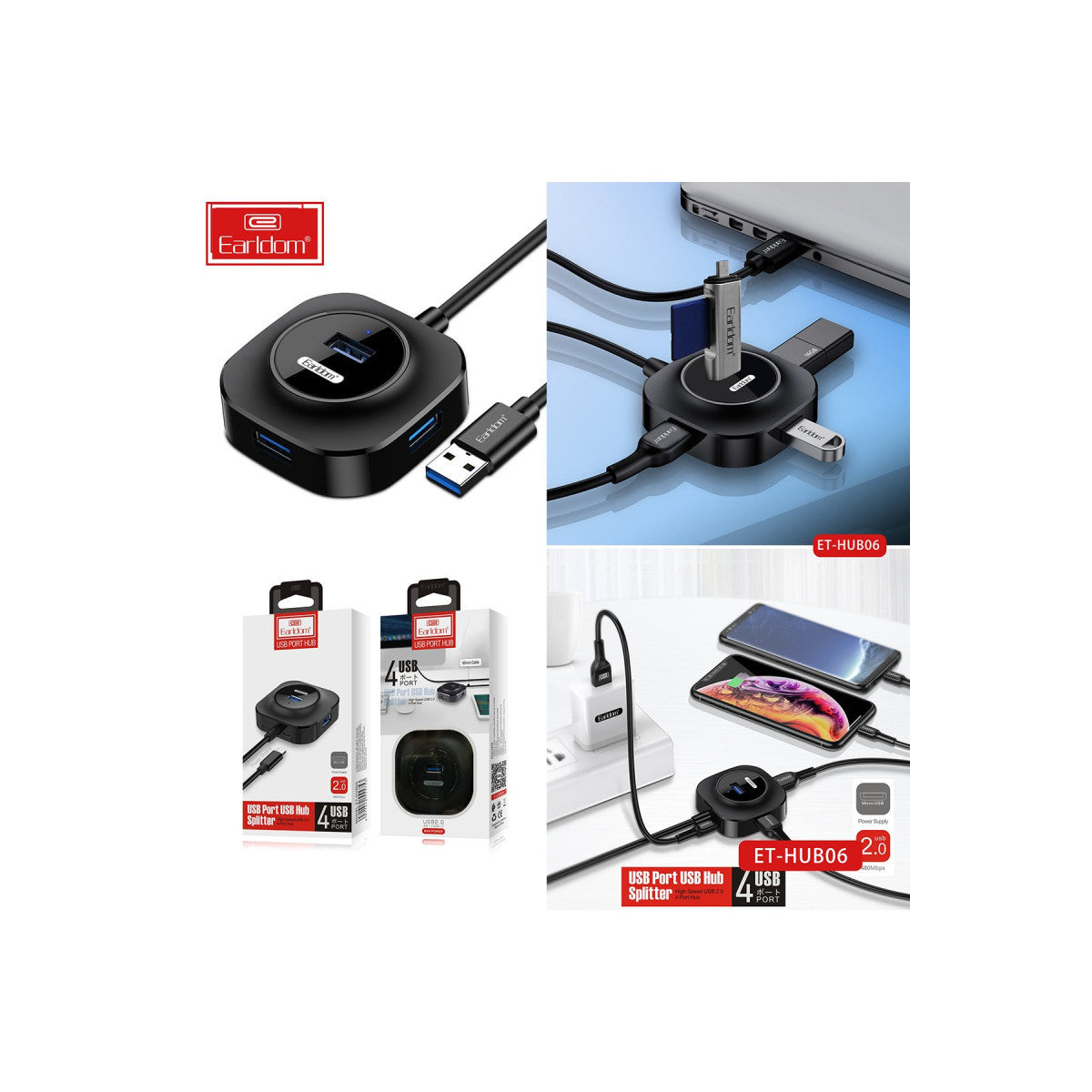 Earldom HUB06 Tak Çalıştır 4 Adet Usb 2.0 Çıkışlı Usb Çoklayıcı