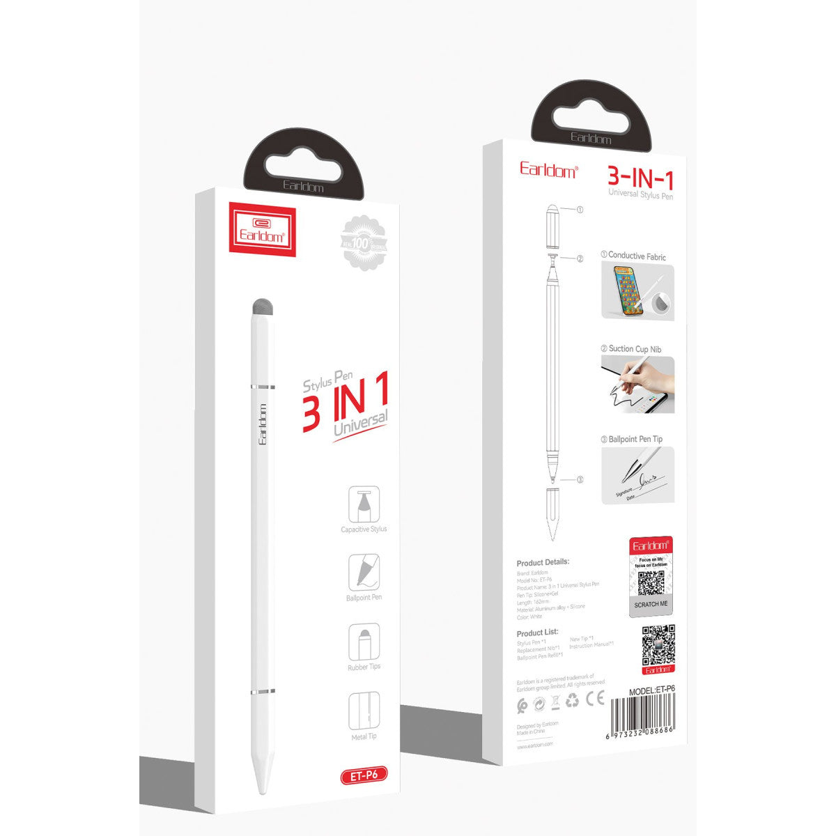 Earldom P6 3in1 Universal Dokunmatik Stylus Kalem