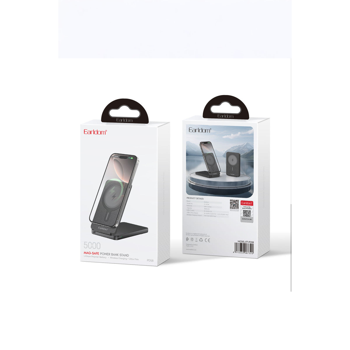 Earldom PD58 5.000 mAh 20W Kablosuz Şarj ve 20W Type-C Çıkışlı PD Hızlı Şarj ve Standlı Powerbank