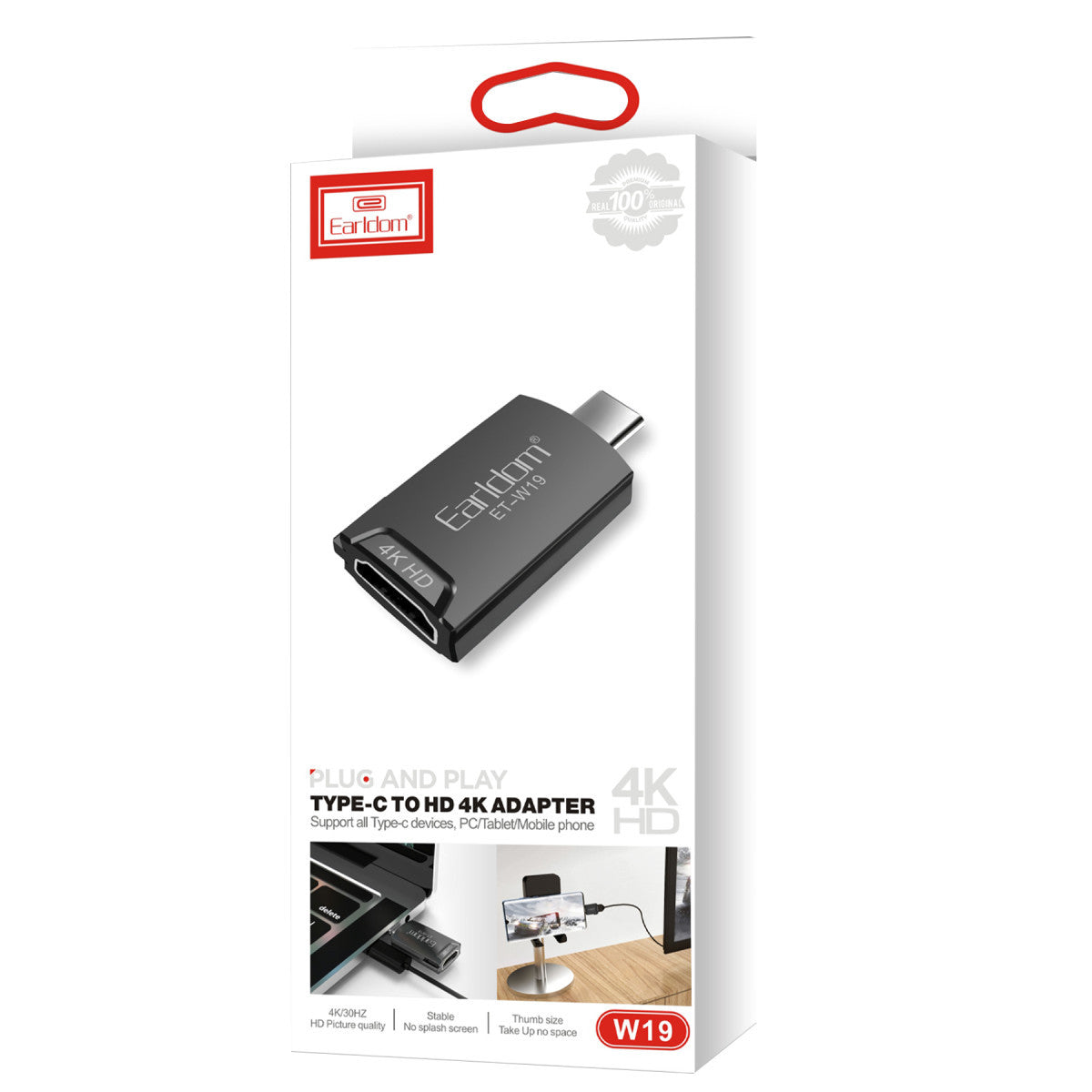 Earldom W19 4K Tak Çalıştır Type-C to HDMI Dönüştürücü