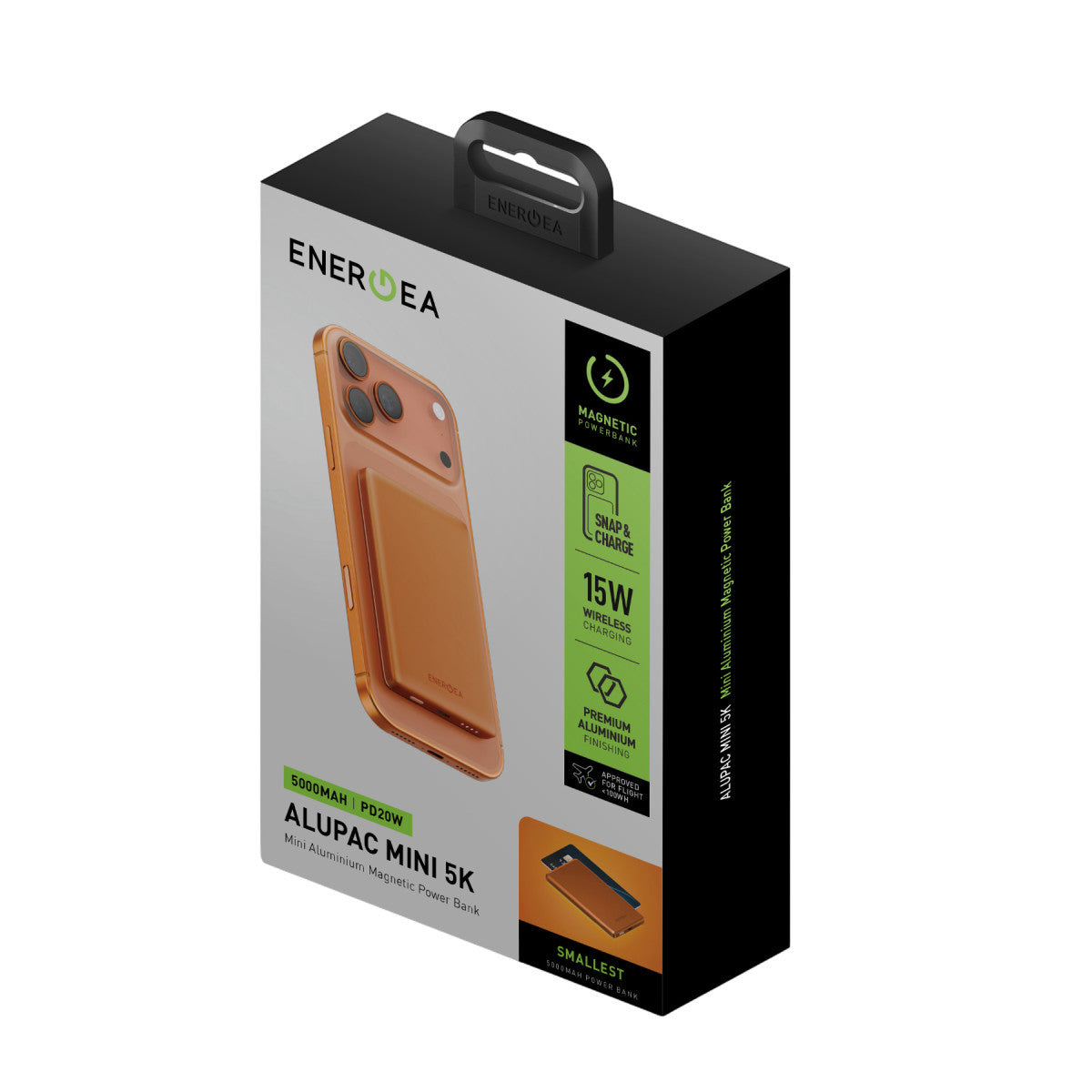 Energea AluPac Mini 5K 5.000 mAh 20W Type-C ve 15W Kablosuz Şarj Çıkışlı PD Hızlı Şarj Magsafe Powerbank