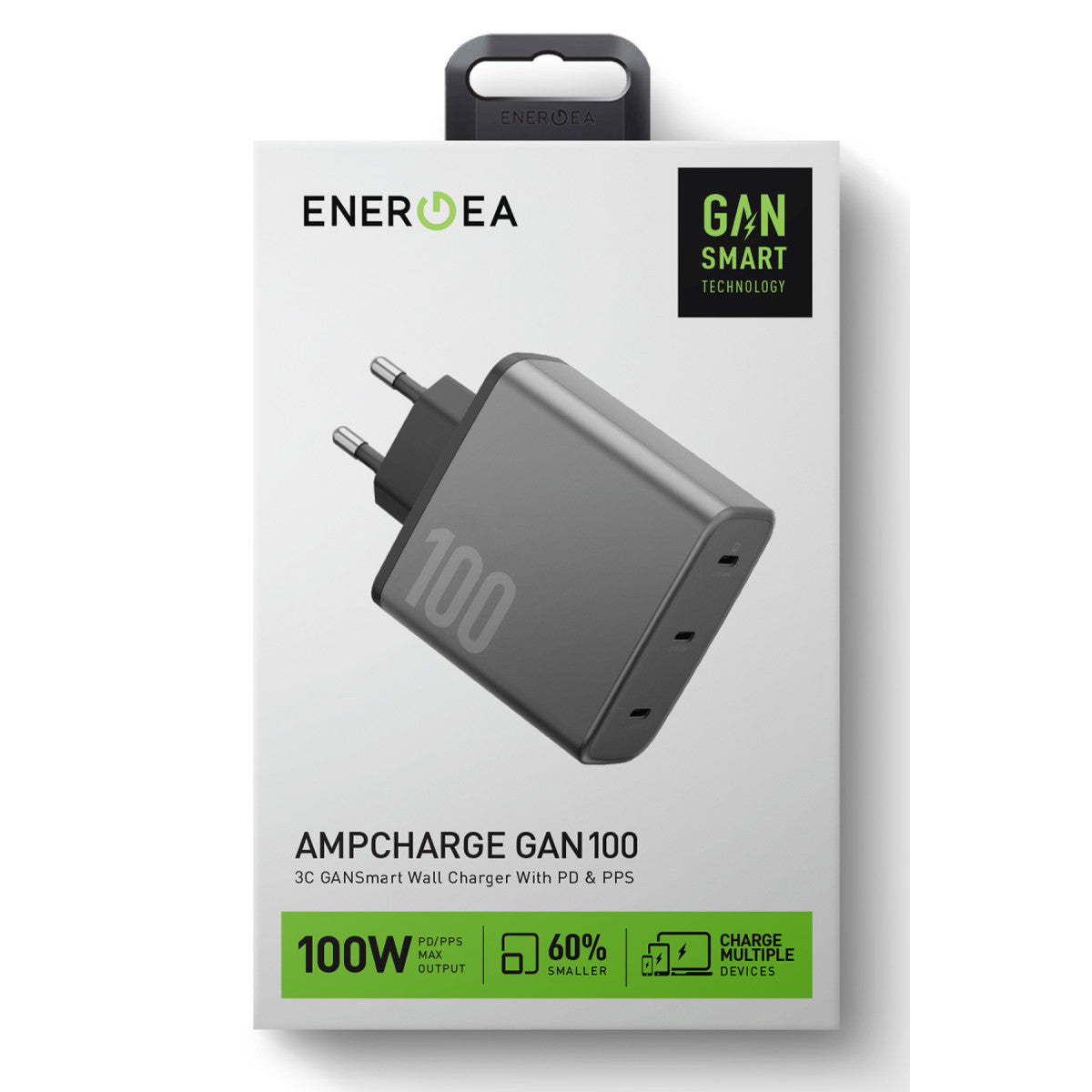 Energea AmpCharge GaN100 2 Adet 100W Type-C ve 1 Adet 35W Type-C Çıkışlı Hızlı Şarj Aleti