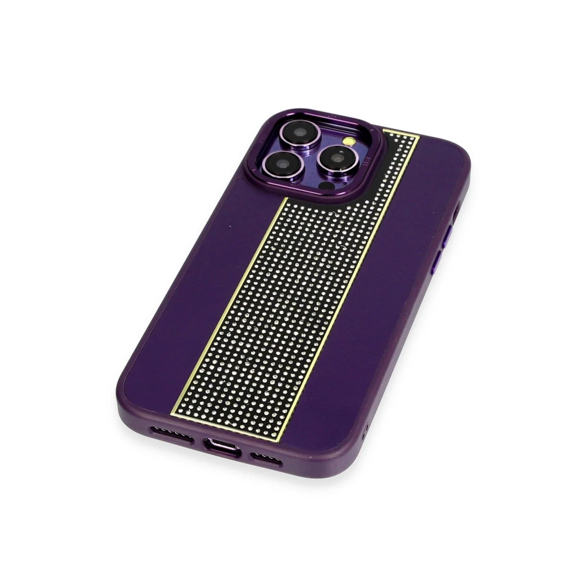 HDD Apple iPhone 14 Pro Kılıf HBC-160 Almera Taşlı Kapak - Derin Mor