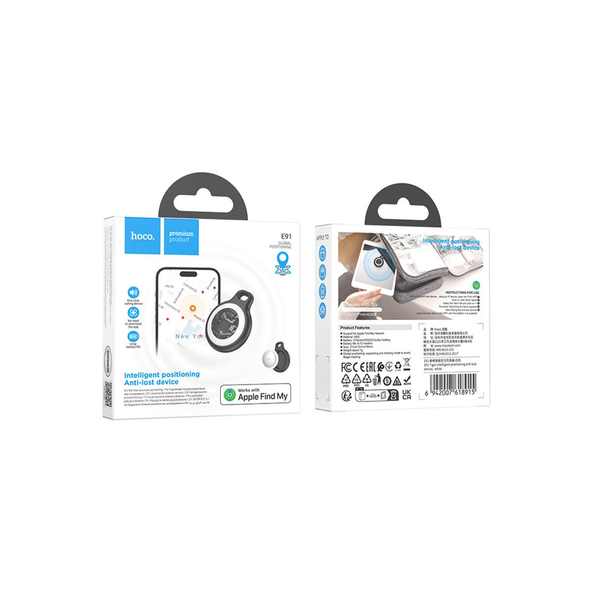 Hoco. E91 Tiger Apple Find My Özellikli Anti-Lost AirTag Takip Cihazı