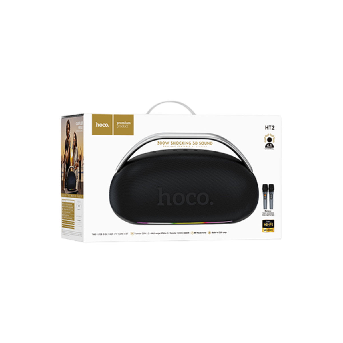 Hoco. HT2 Melody Çift Mikrofonlu 300W Bluetooth 5.4 Büyük Kablosuz Hoparlör
