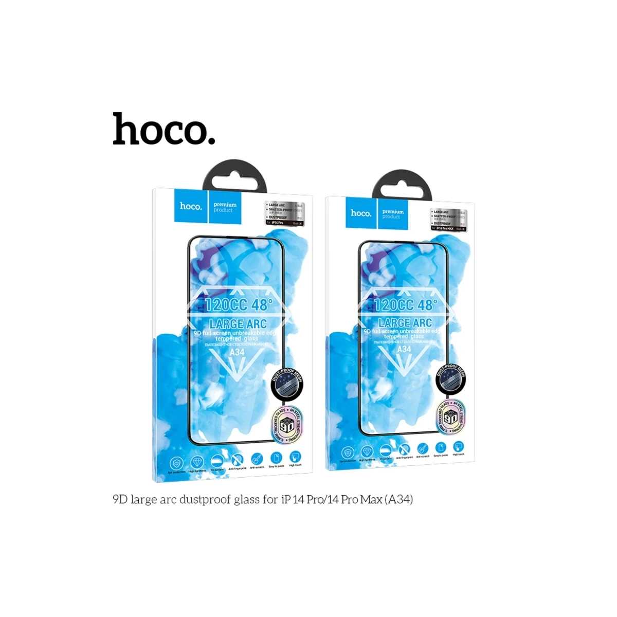 Hoco. Apple iPhone 14 Pro 9D Dustproof Cam Ekran Koruyucu - Siyah
