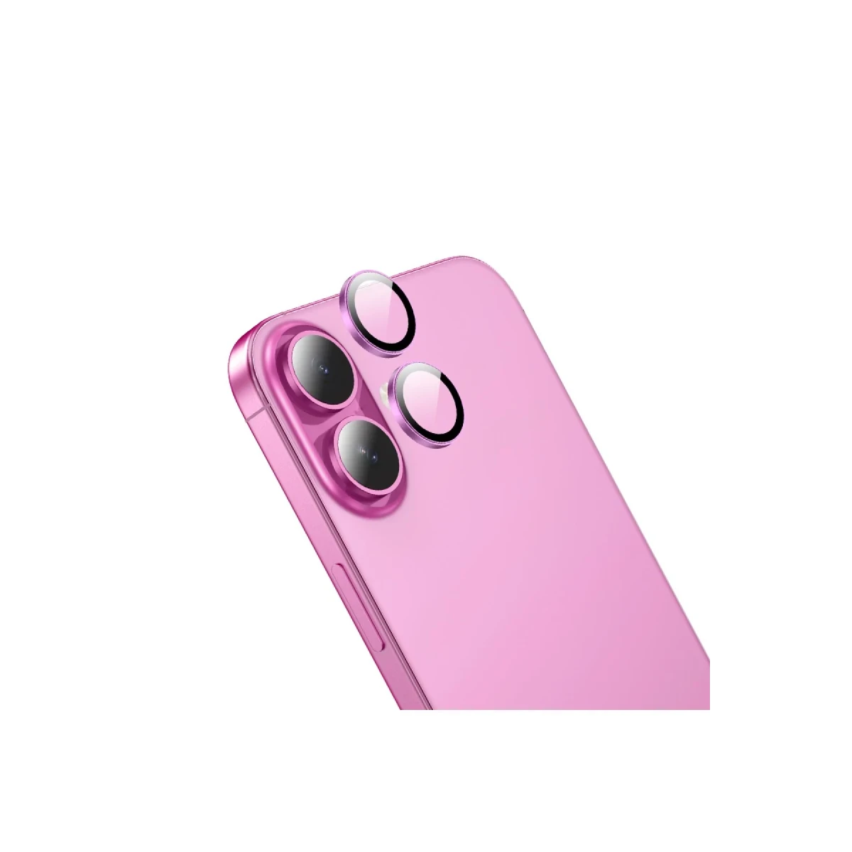 Hoco. Apple iPhone 16 3D Metal Frame Kamera Lens - Pembe