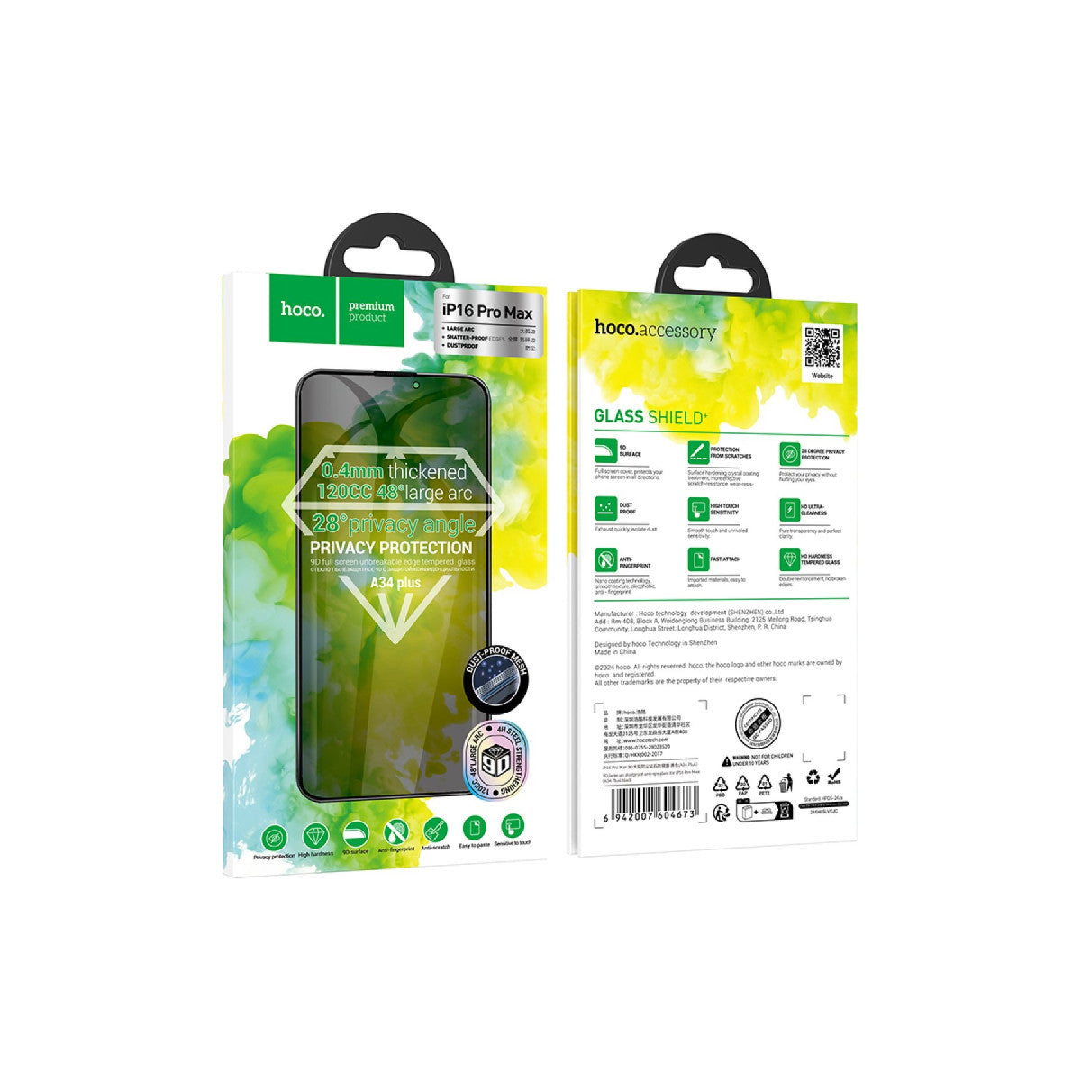 Hoco. Apple iPhone 16 Pro 9D Dustproof Hayalet Cam Ekran Koruyucu