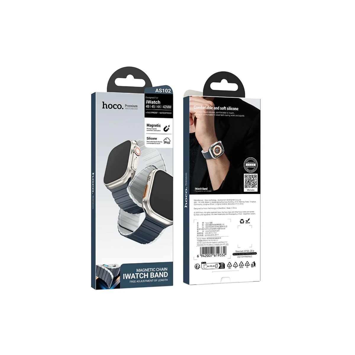 Hoco. Apple Watch 38mm AS102 Silikon Kordon - Lacivert-Gri