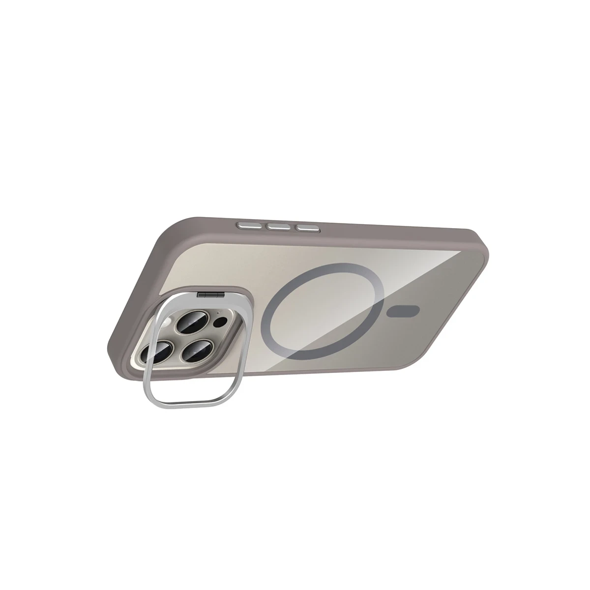 Joko Apple iPhone 14 Pro Max Remim Lensli Magsafe Standlı Kapak - Titan Gri