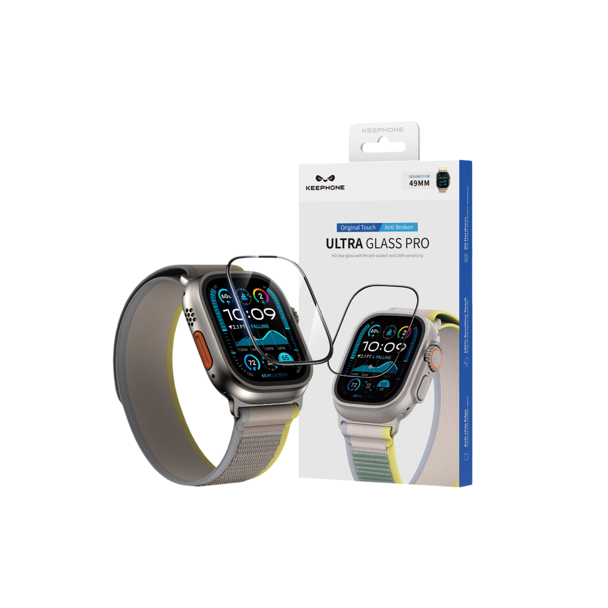 Keephone Apple Watch Ultra 49mm Ultra Glass Pro Saat Cam Ekran Koruyucu - Şeffaf