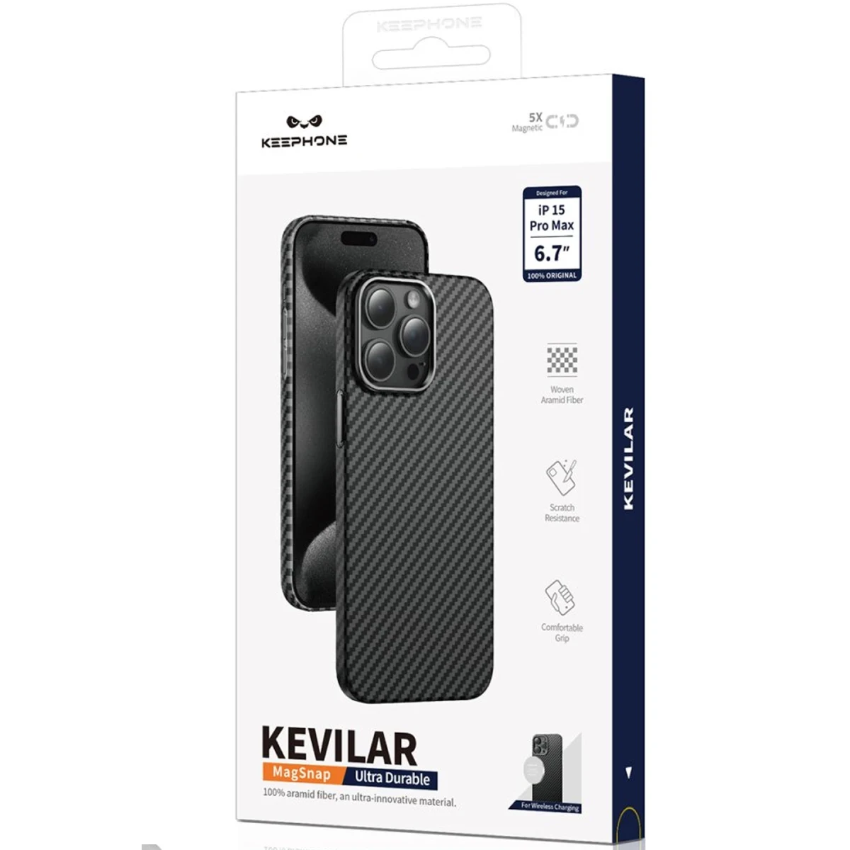 Keephone Apple iPhone 15 Pro Max Kevlar Magsafe Kılıf - Siyah