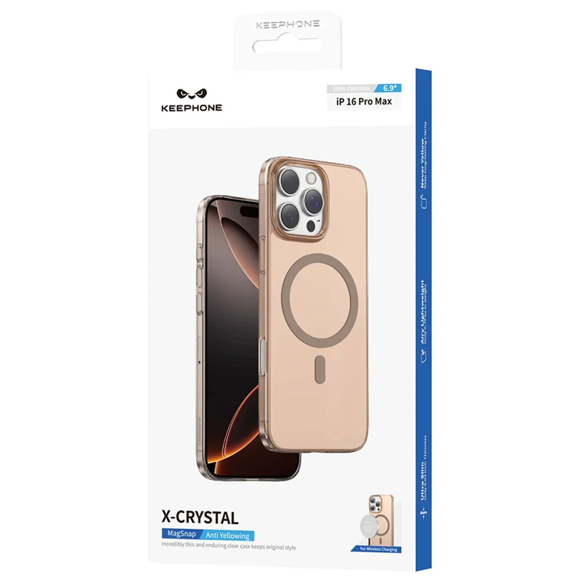Keephone Apple iPhone 16 Pro Max X-Crystal Slim Magsafe Kılıf - Natural Titanyum