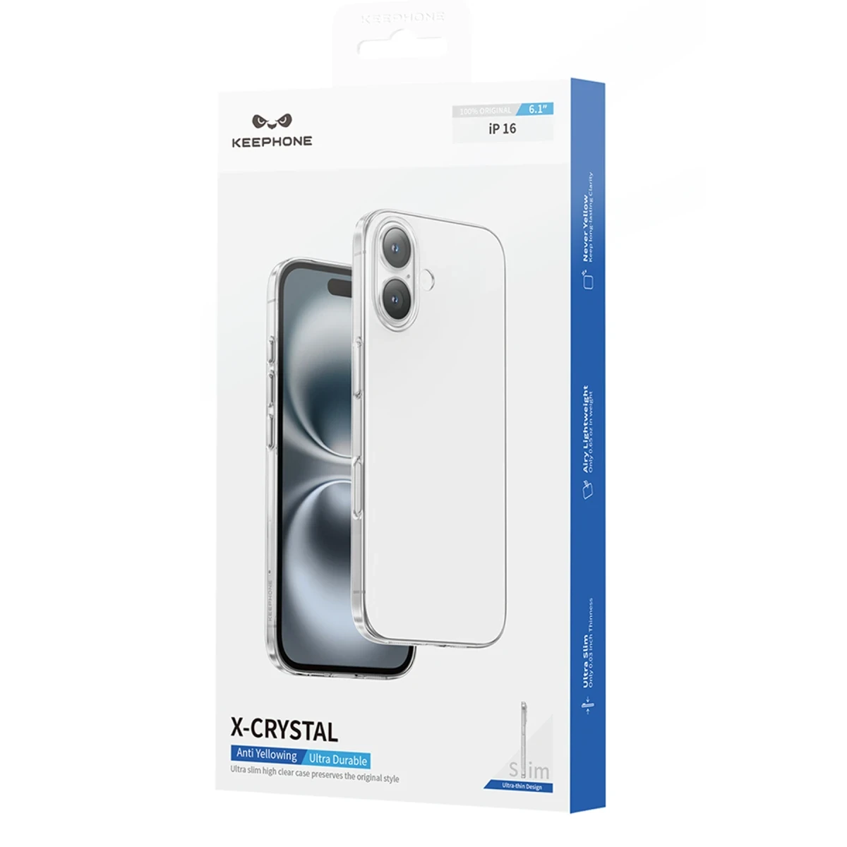 Keephone Apple iPhone 16 X-Crystal Slim Kılıf - Şeffaf