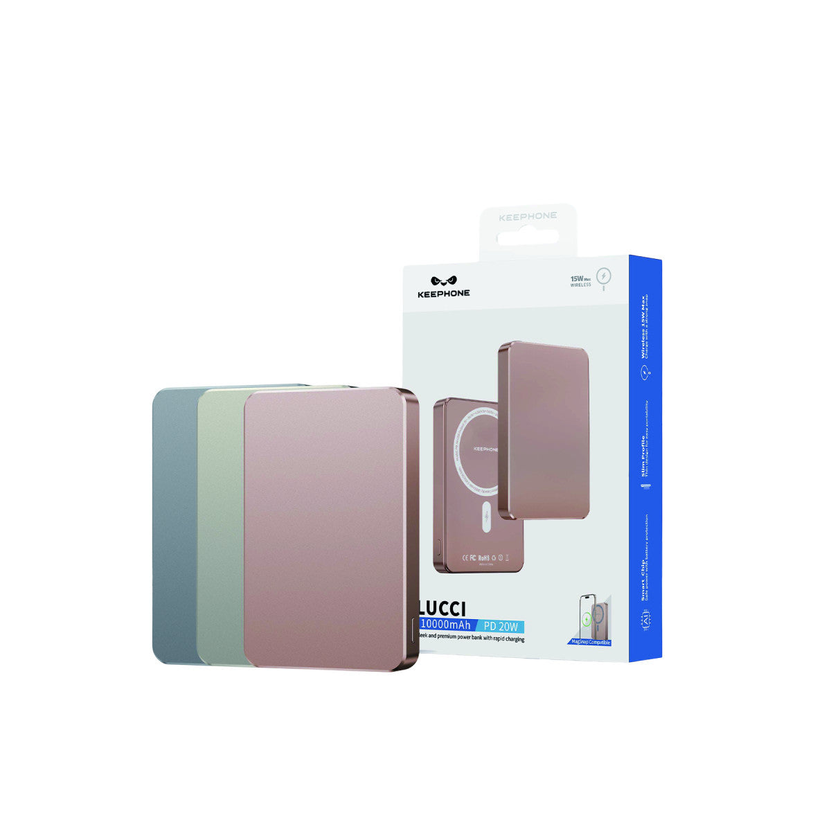 Keephone PB34 Lucci 10.000 mAh 20W Type-C 22.5W USB QC 15W Kablosuz Şarj PD Magsafe Powerbank