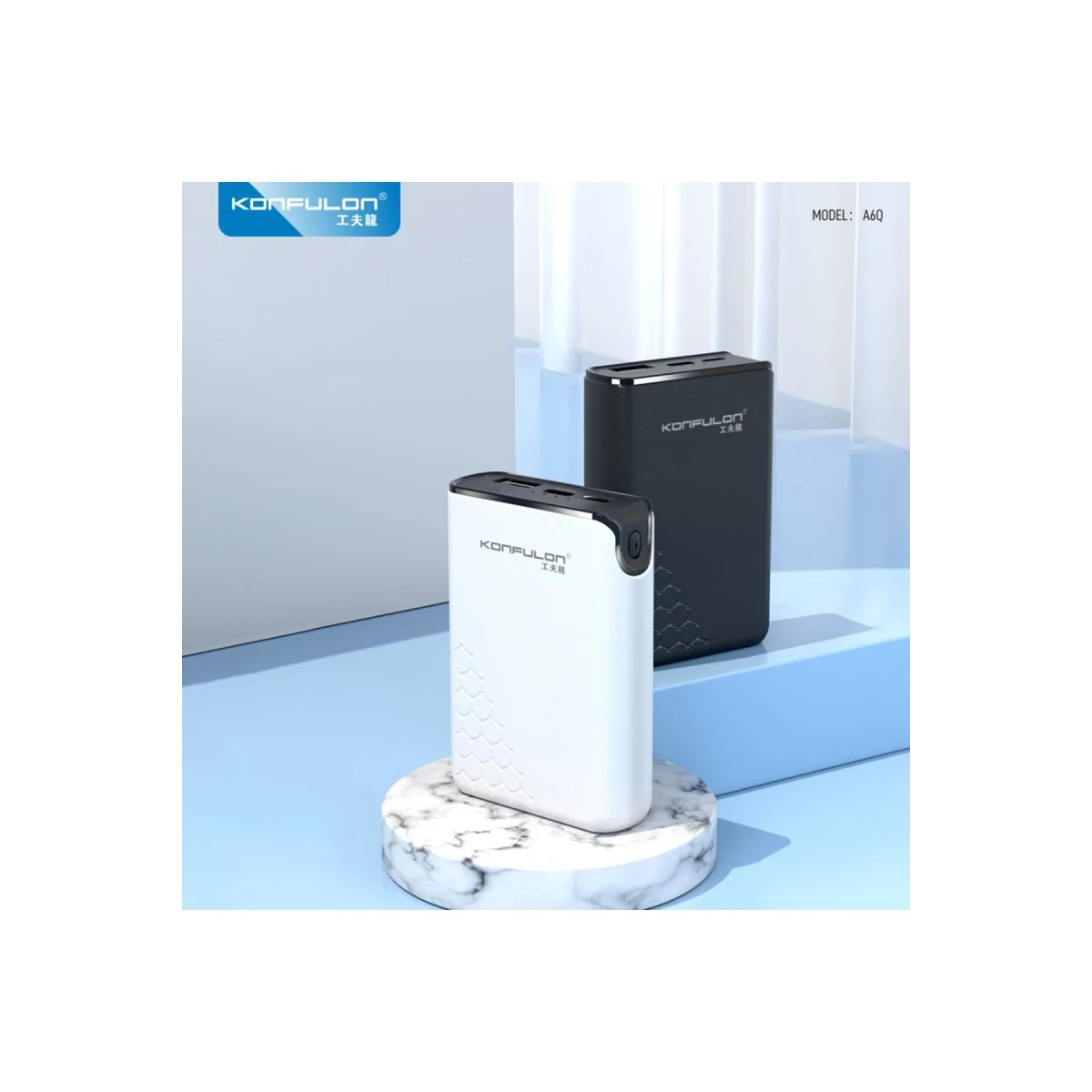 Konfulon A6Q 22.5W Usb 3.0 ve 20W Type-C Çıkışlı 10.000 mAh PD Powerbank - Siyah