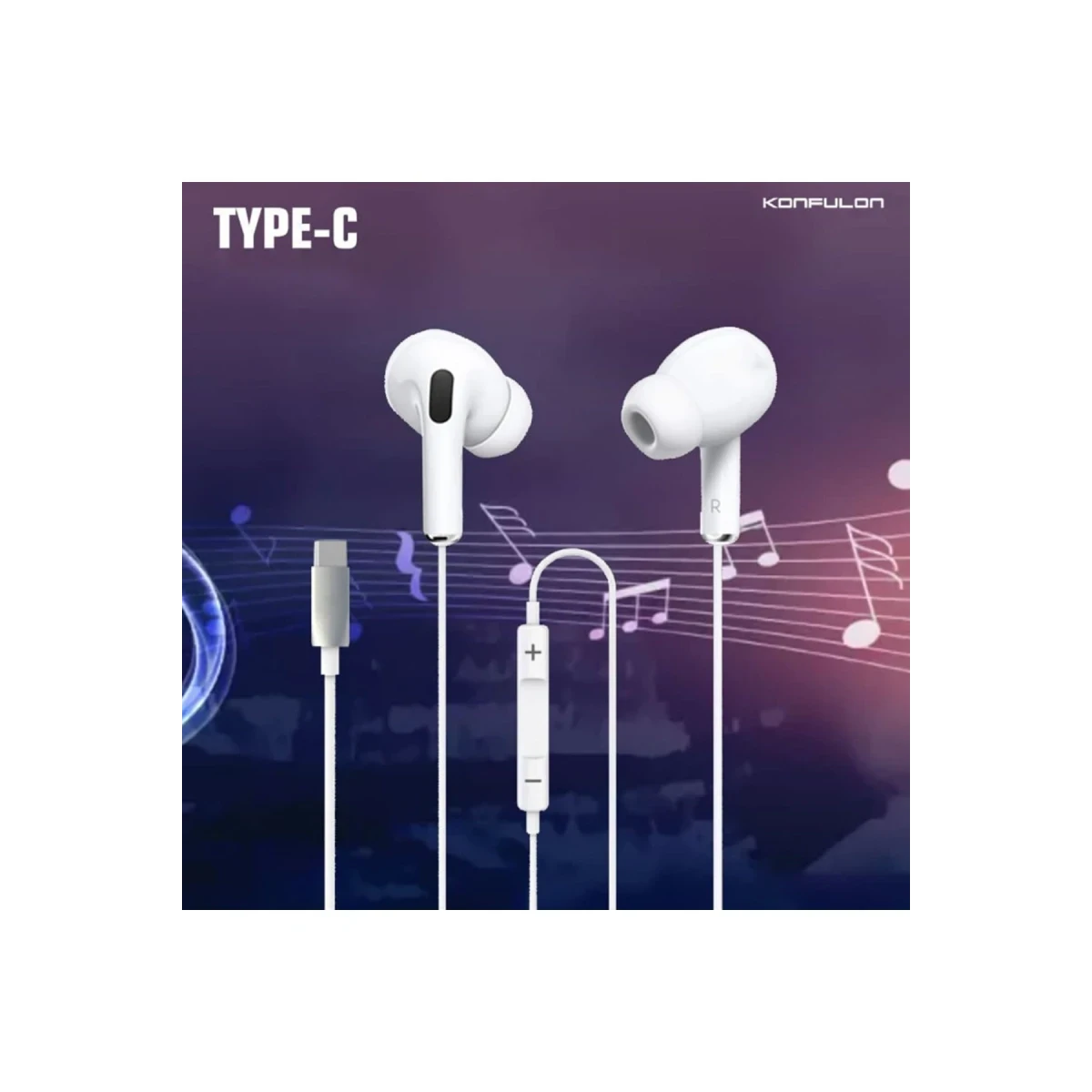 Konfulon INA16 Type-C Kablolu Kulak İçi Kulaklık - Beyaz