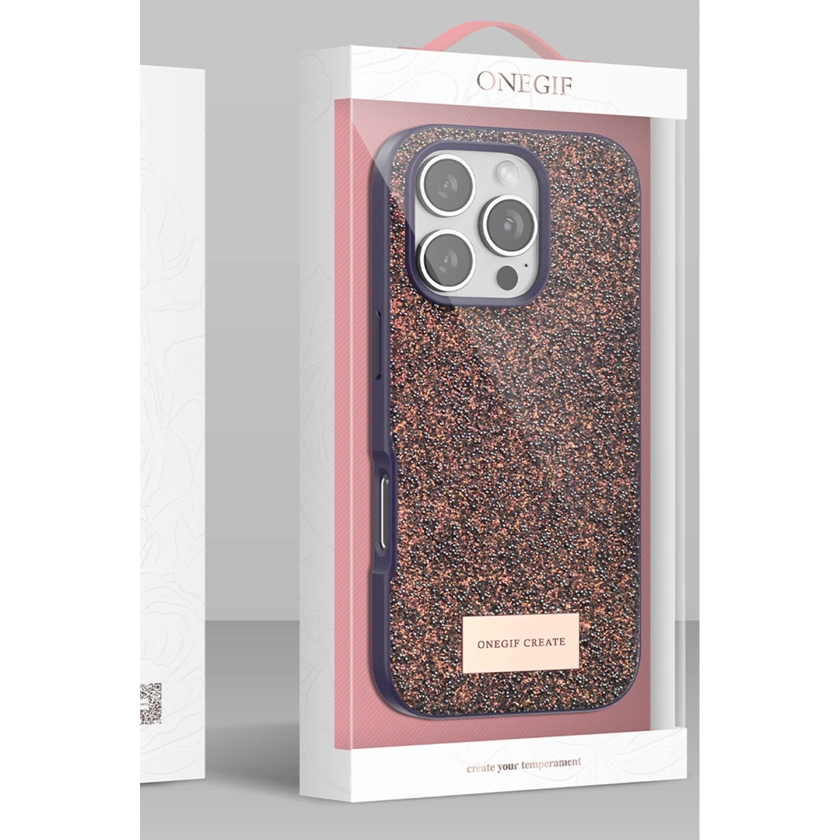 Onegif Apple iPhone 16 Bright Simli Kapak - Pembe
