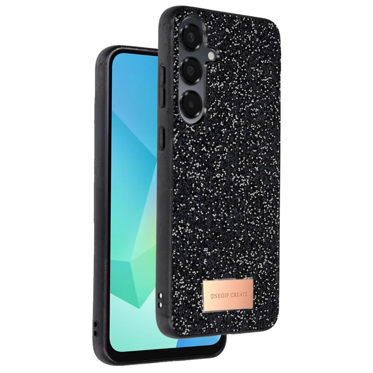Onegif Samsung Galaxy A16 5G Bright Simli Kapak - Siyah