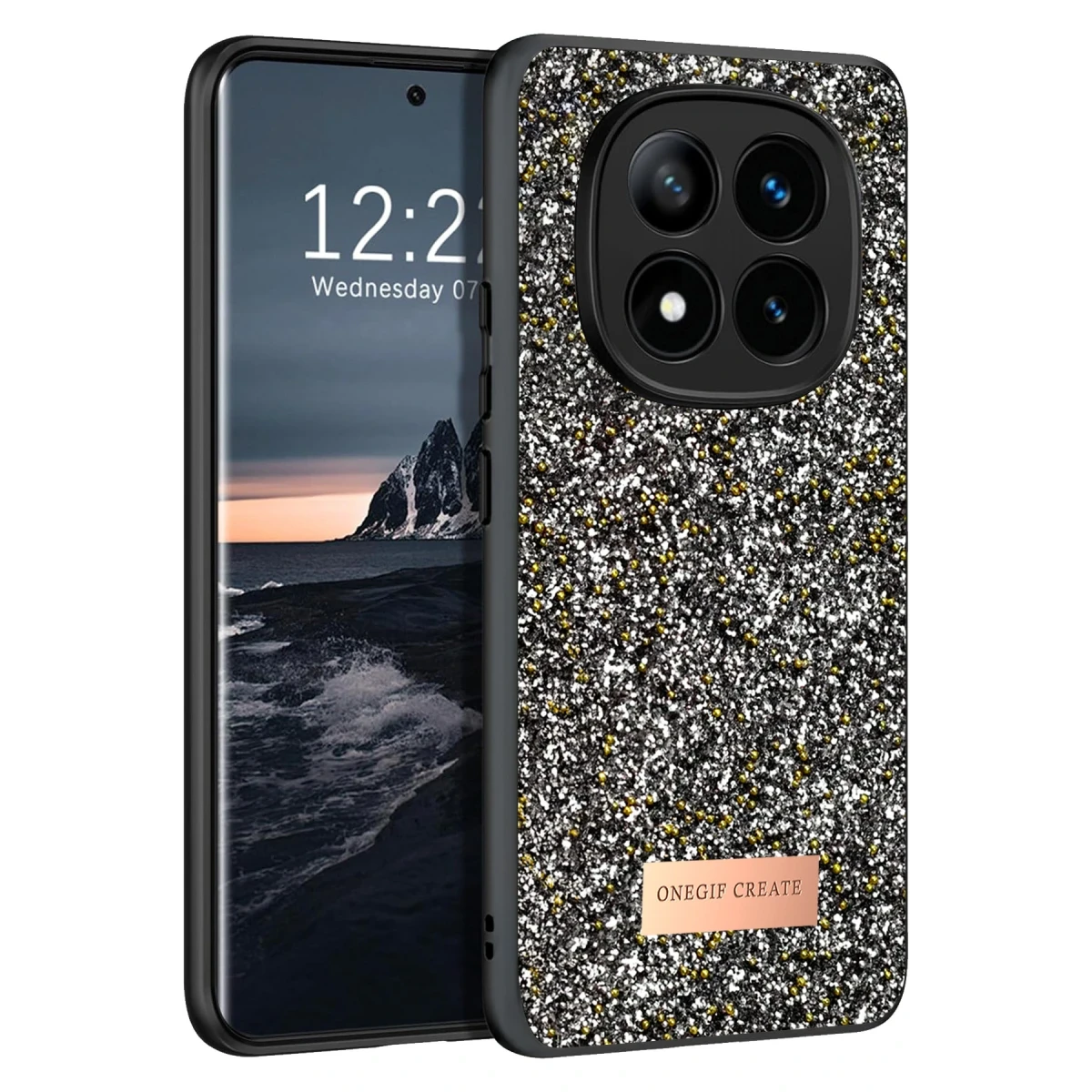 Onegif Xiaomi Redmi Note 14 Pro 4G Bright Simli Kapak - Gümüş