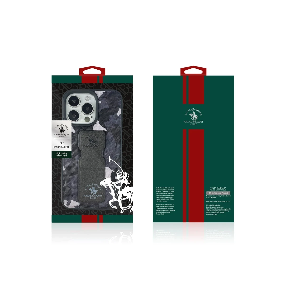 Santa Barbara Polo Racquet Club Apple iPhone 13 Pro Max Enos Standlı Kapak - Gri