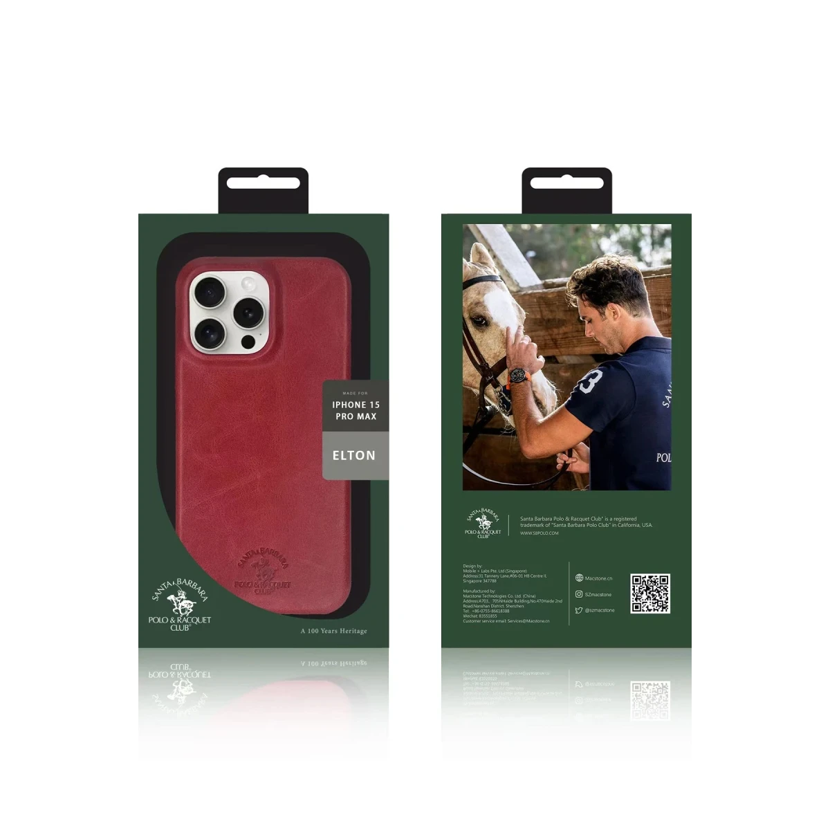Santa Barbara Polo Racquet Club Apple iPhone 15 Pro Elton Genuine Magsafe Deri Kapak - Siyah