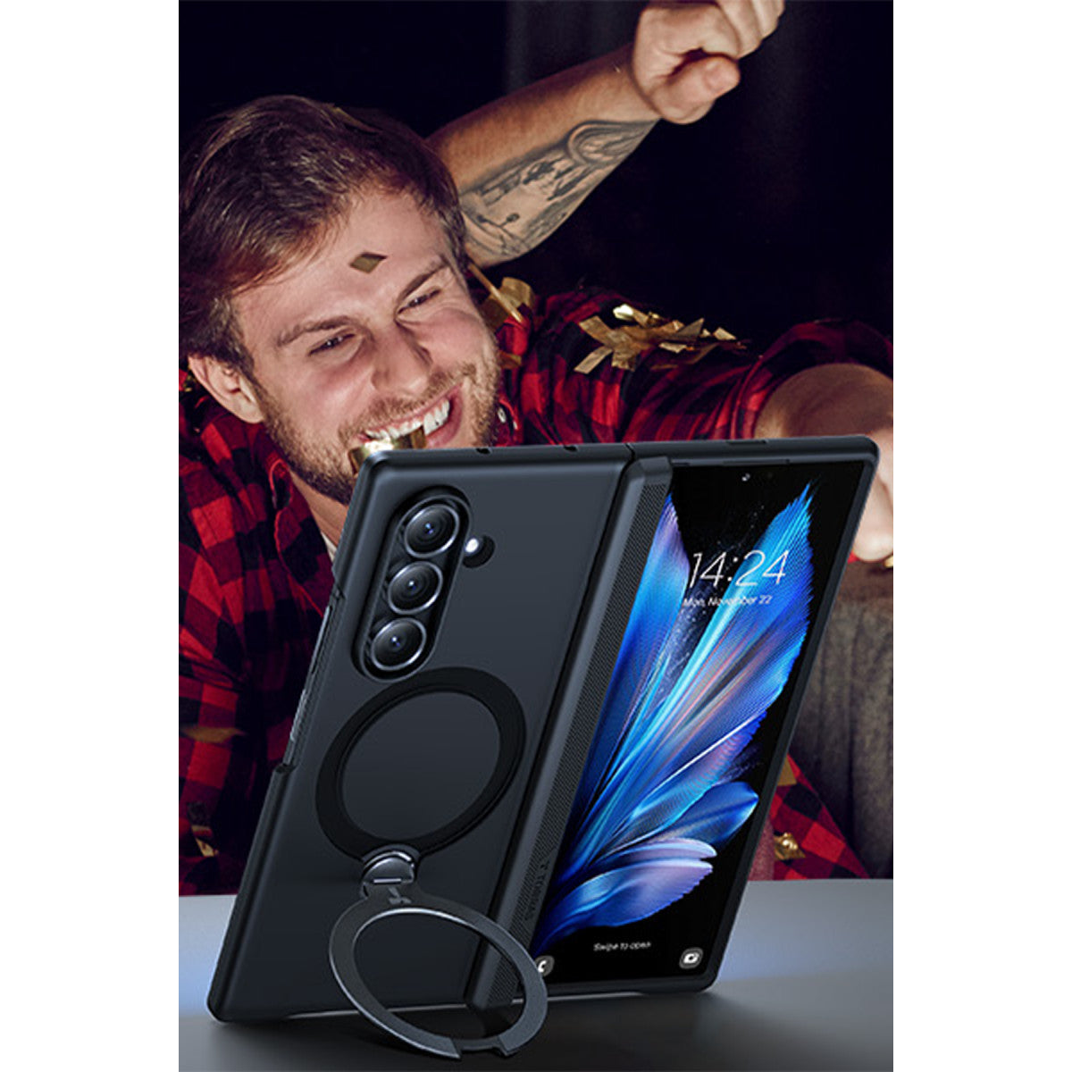 Torras Samsung Galaxy Z Fold 7 2 Adet Ekran Koruyuculu O Stand Spin Serisi Magsafe Kılıf