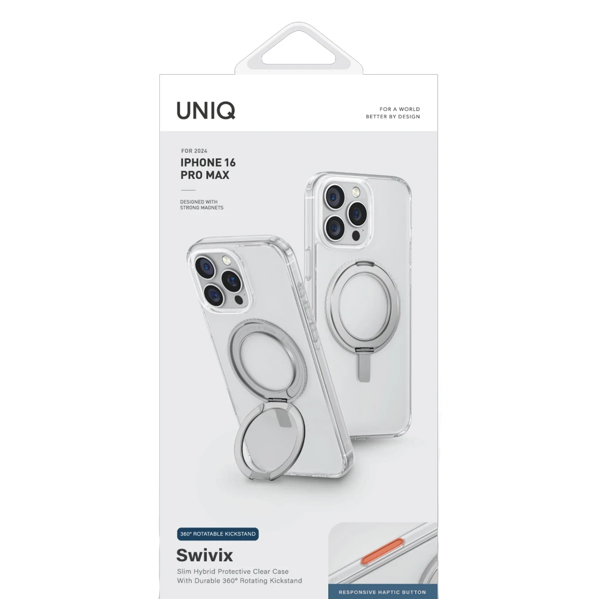 Uniq Apple iPhone 16 Plus Swivix Rotating Kickstand Kapak - Şeffaf