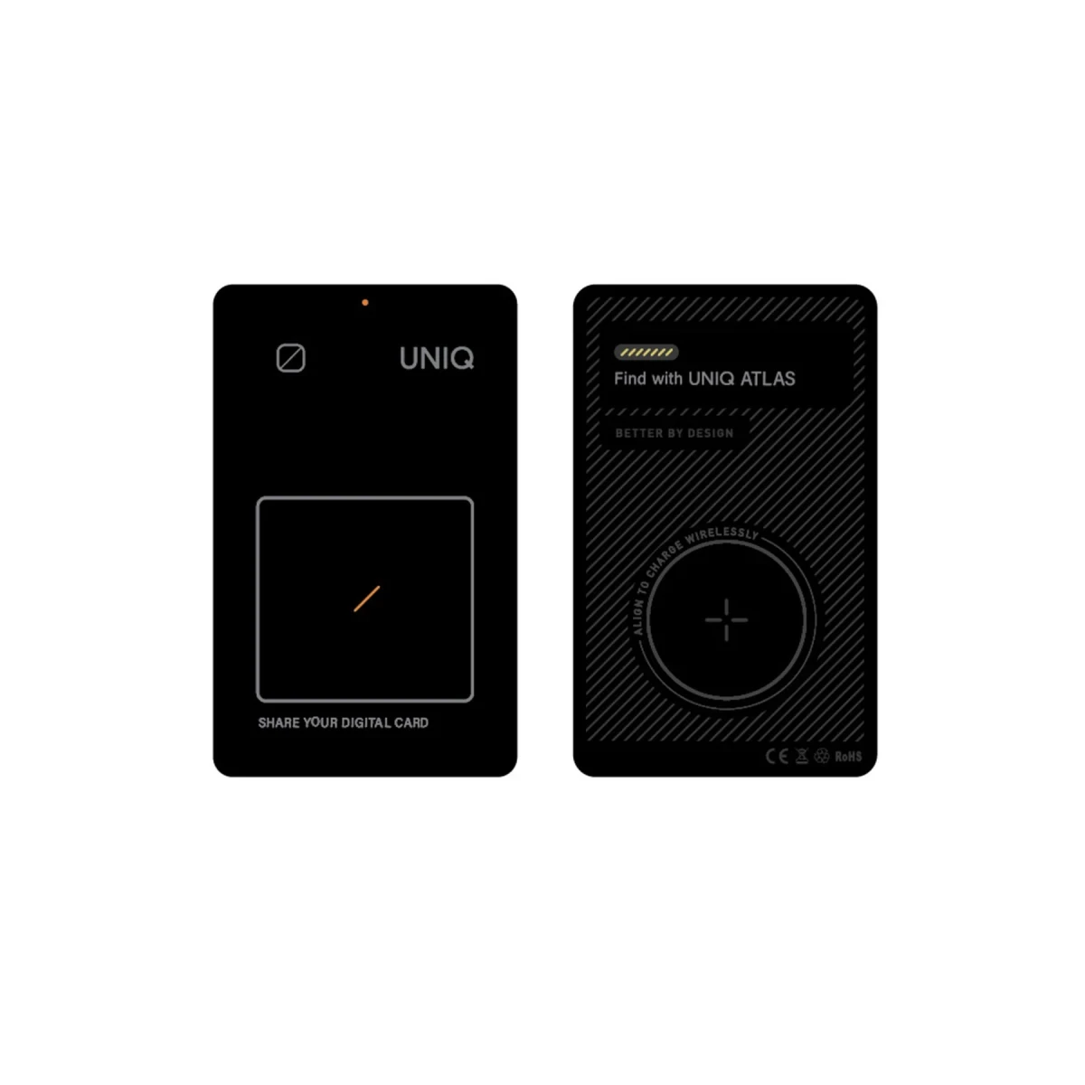 Uniq Atlas NFC Find My Destekli Dijital Göstergeli Kablosuz Şarjlı Dijital Kart - Siyah