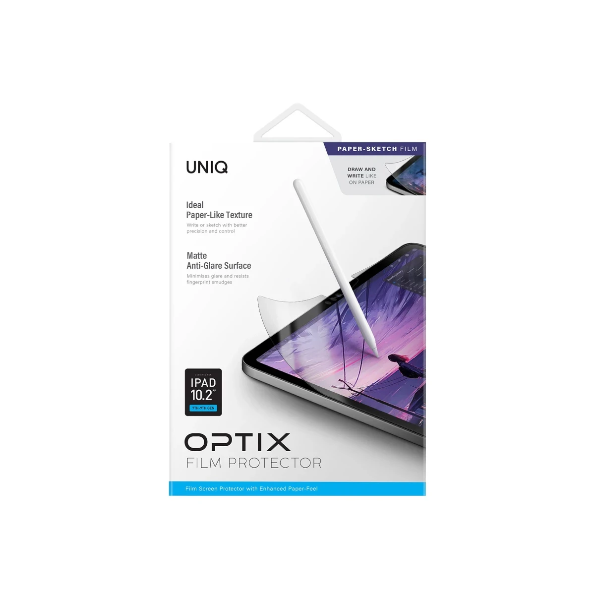 Uniq Apple iPad 10.2 (9.nesil) Optix Paper Sketch Tablet Nano Koruyucu - Siyah