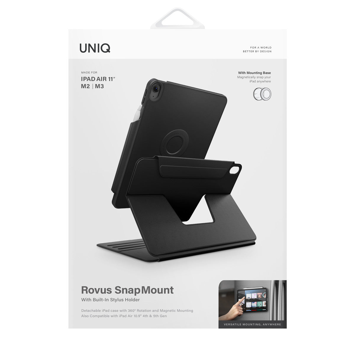 Uniq Apple iPad Air 11 (2024) Rovus Snapmount 360 Derece Dönebilen Manyetik Tablet Kılıf