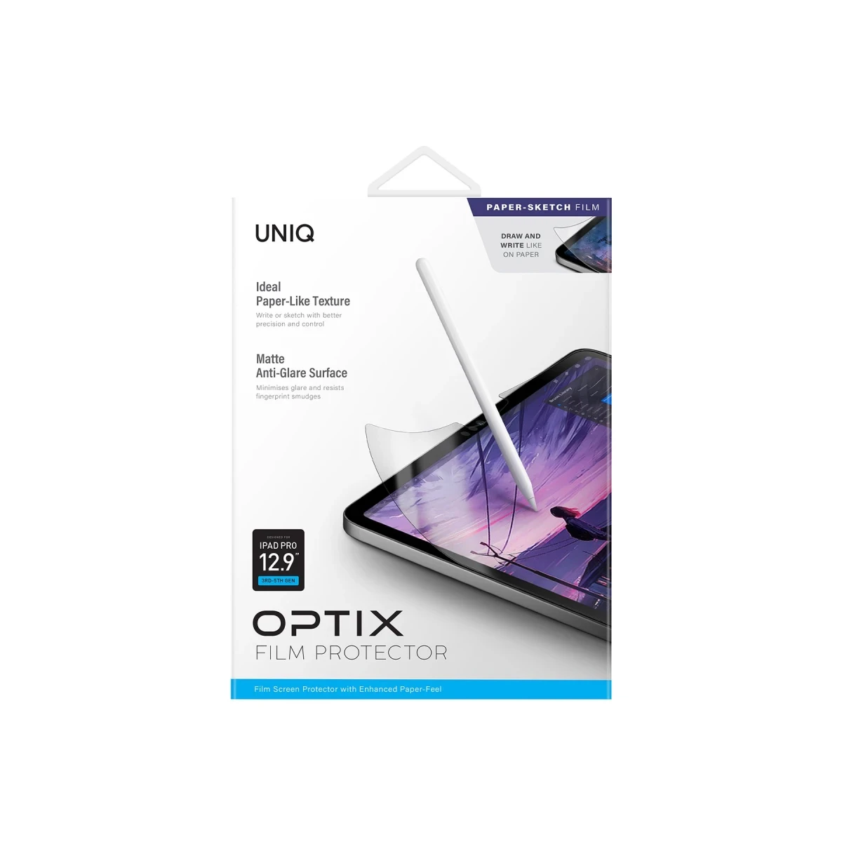 Uniq Apple iPad Pro 12.9 (2024) Optix Paper Sketch Tablet Nano Koruyucu - Siyah