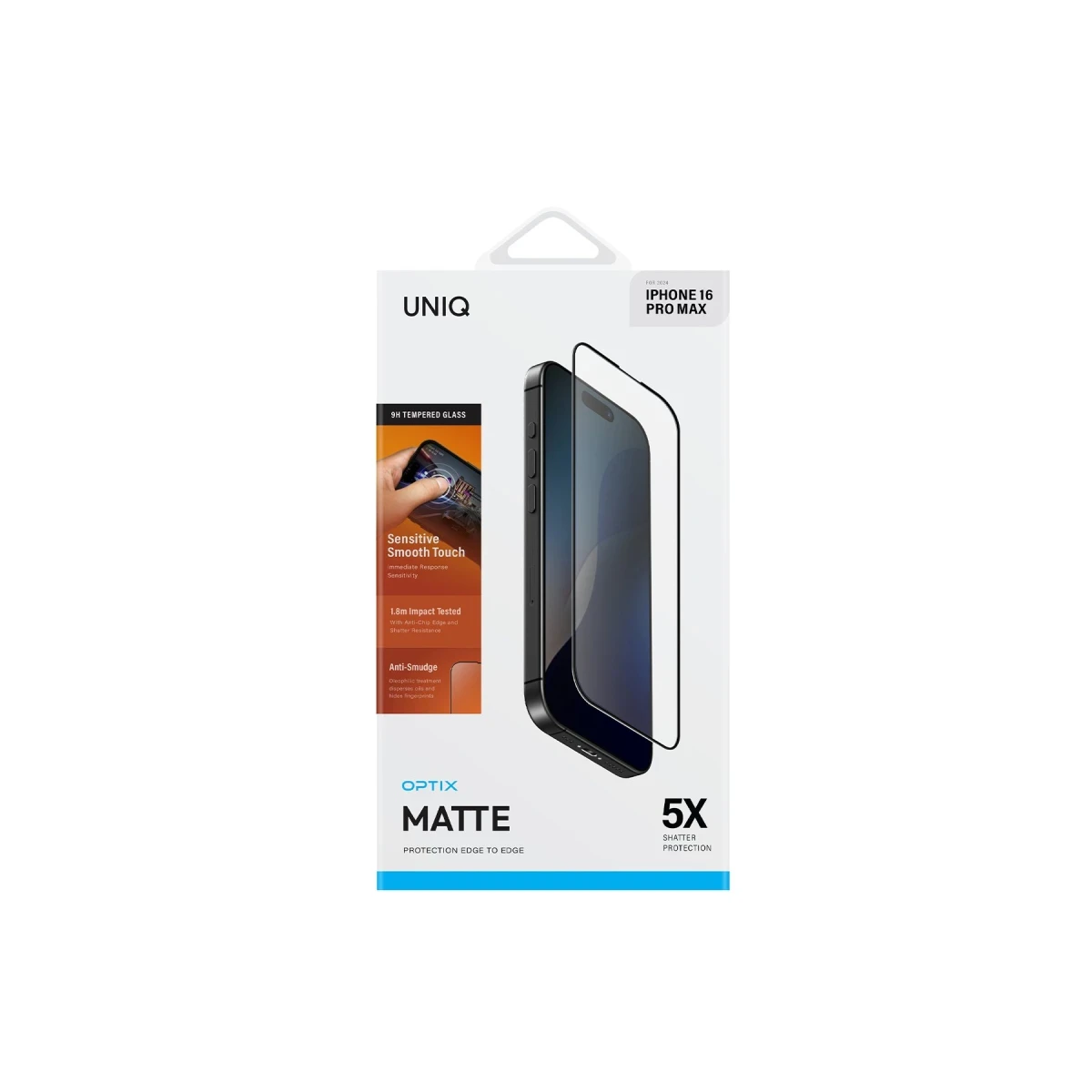 Uniq Apple iPhone 16 Pro Optix Mat Ekran Koruyucu - Siyah