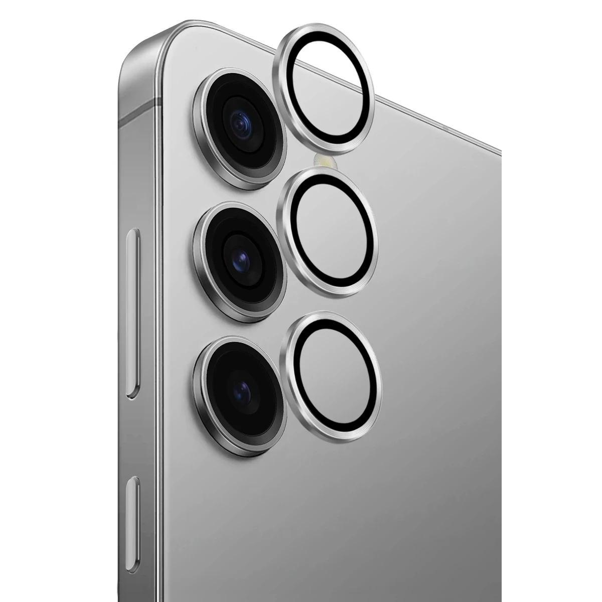 Uniq Samsung Galaxy S25 Optix Alüminyum Kamera Lens Koruyucu - Gümüş