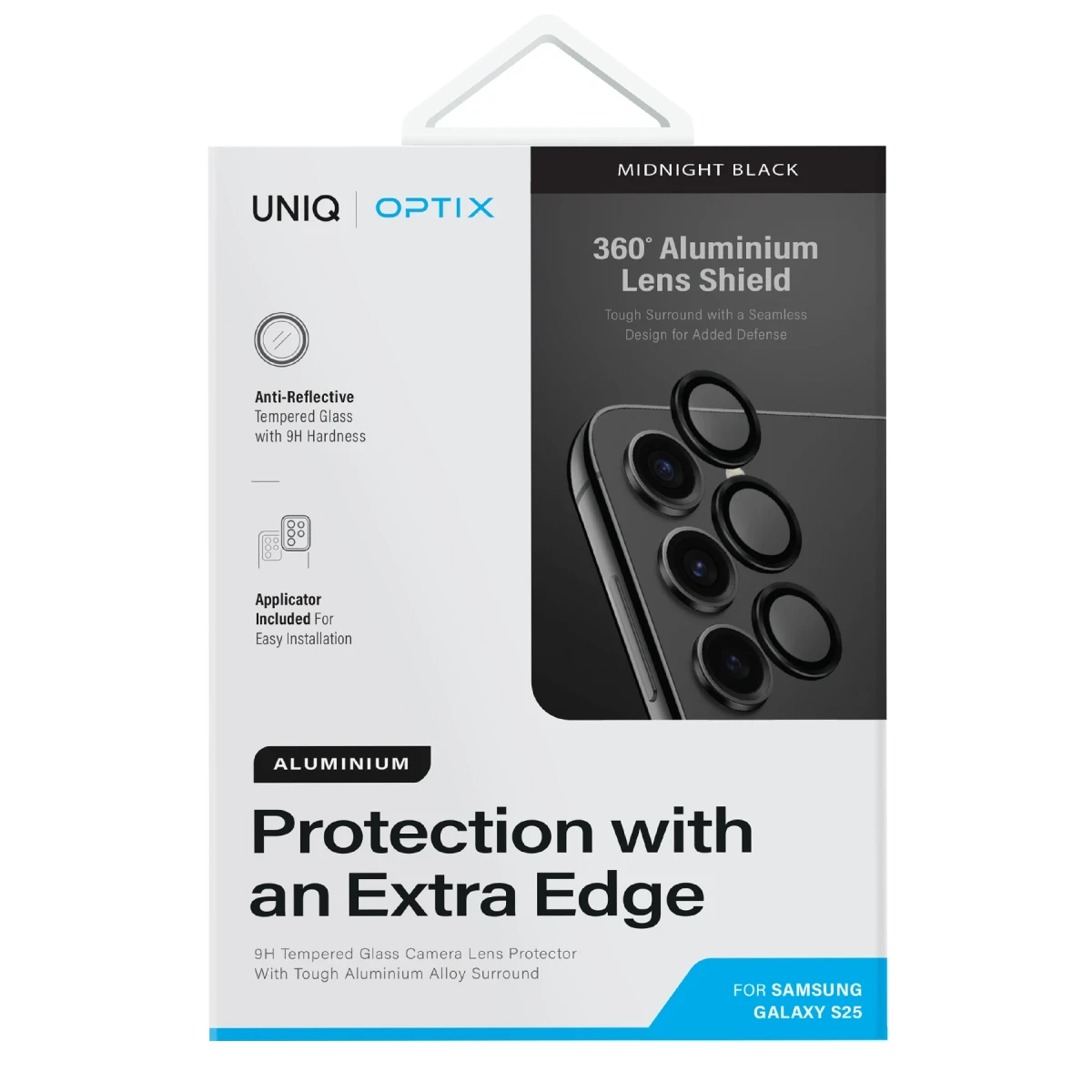 Uniq Samsung Galaxy S25 Optix Alüminyum Kamera Lens Koruyucu - Siyah