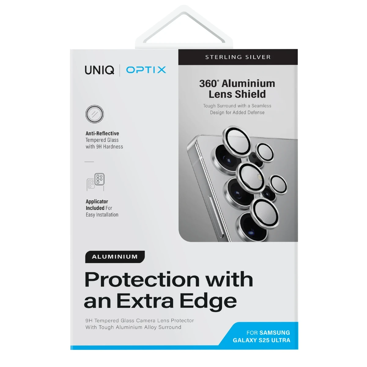 Uniq Samsung Galaxy S25 Ultra Optix Alüminyum Kamera Lens Koruyucu - Siyah