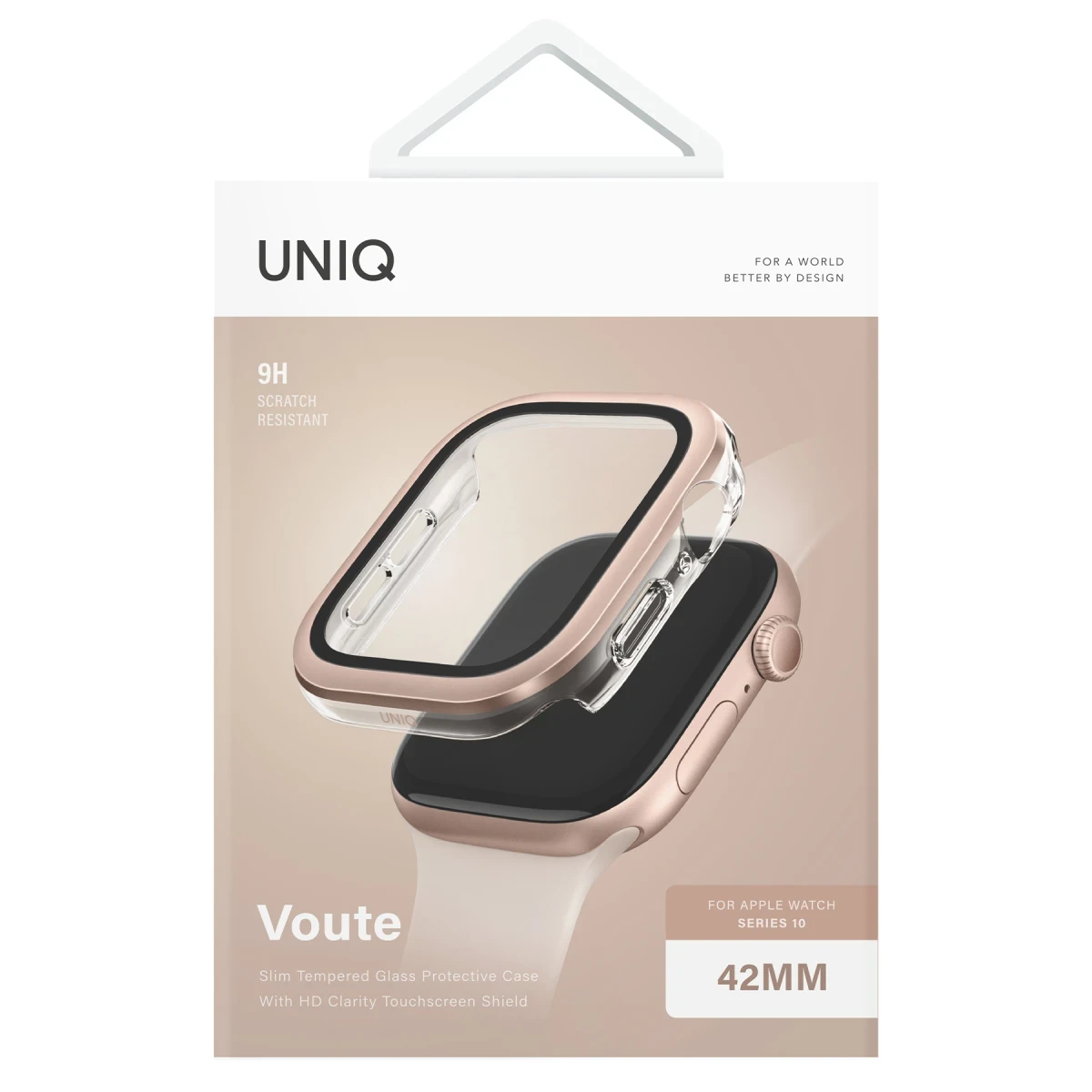 Uniq Apple Watch 46mm Voute Camlı Kasa Ekran Koruyucu - Rose Gold