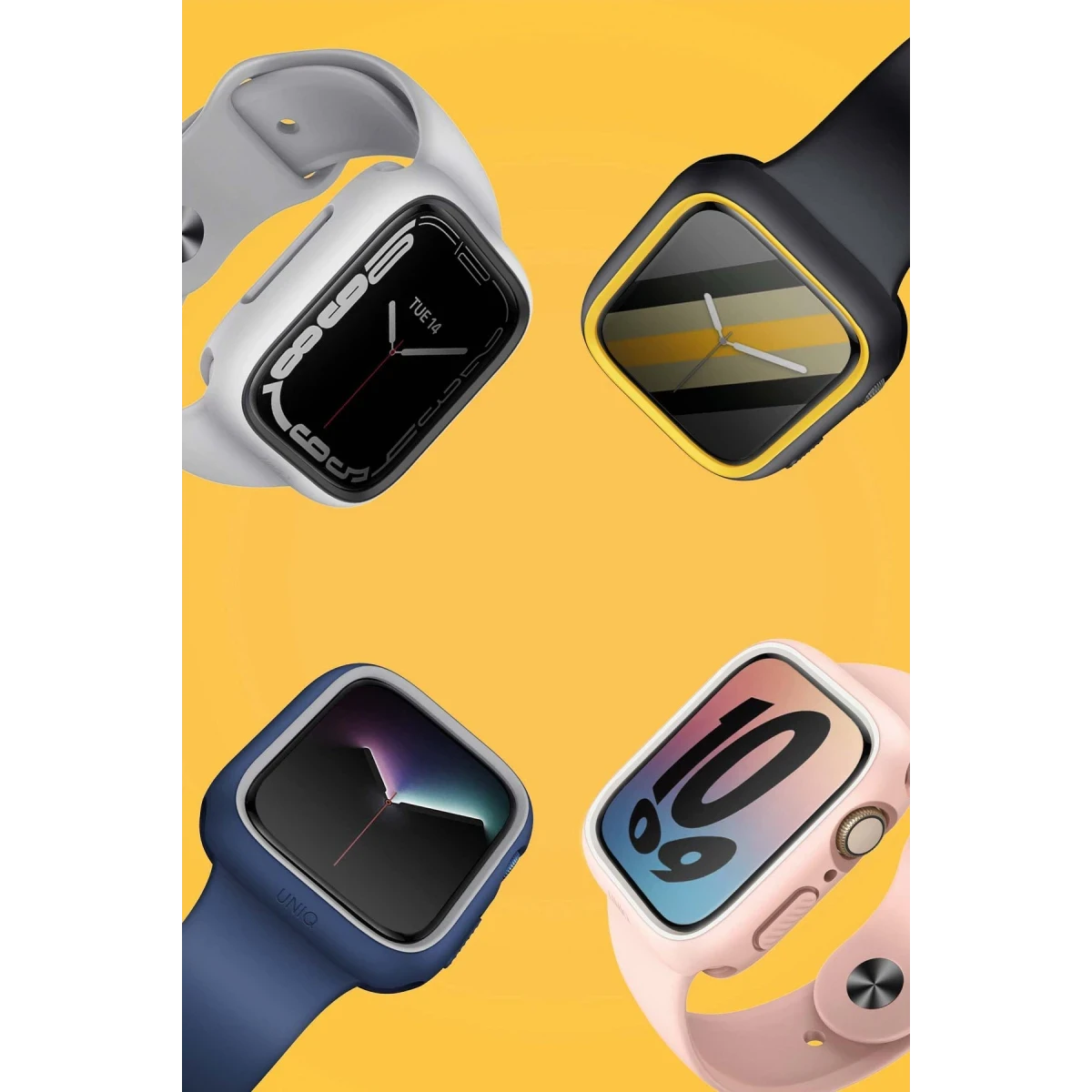 Uniq Apple Watch 45mm Moduo Camlı Kasa Ekran Koruyucu - Lacivert-Gri