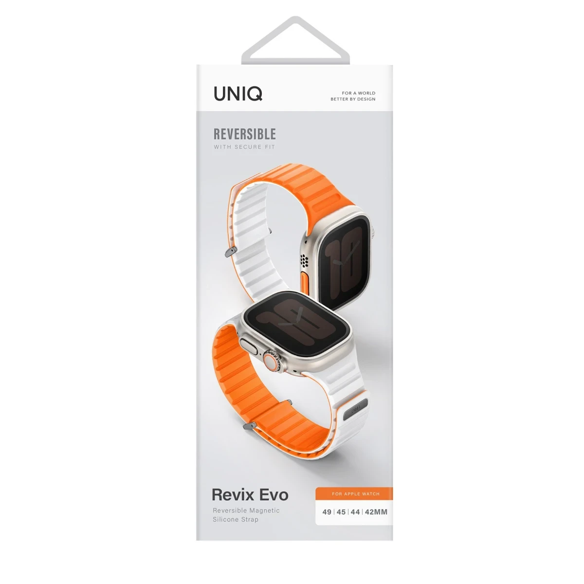 Uniq Apple Watch Ultra 49mm Revix Evo Reversible Manyetik Kordon - Turuncu-Beyaz