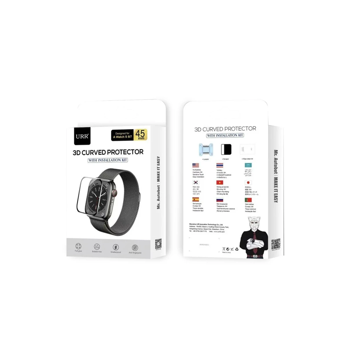URR Apple Watch 40mm 2in1 PMMA Nano Ekran Koruyucu - Siyah