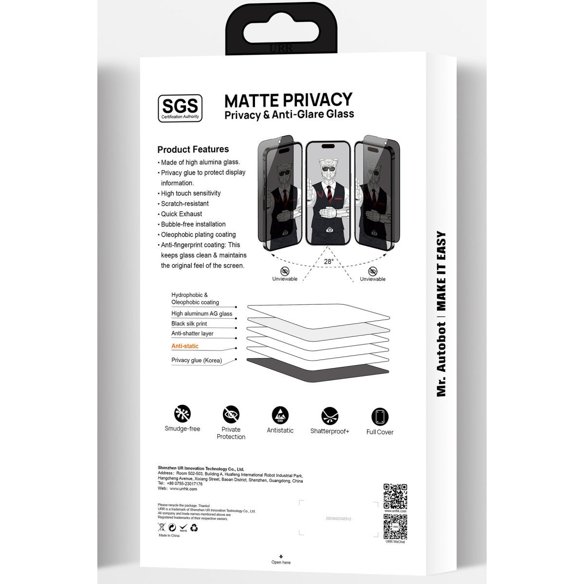 URR Apple iPhone 15 Pro Max 3D Matte Privacy Resin Edge Cam Ekran Koruyucu