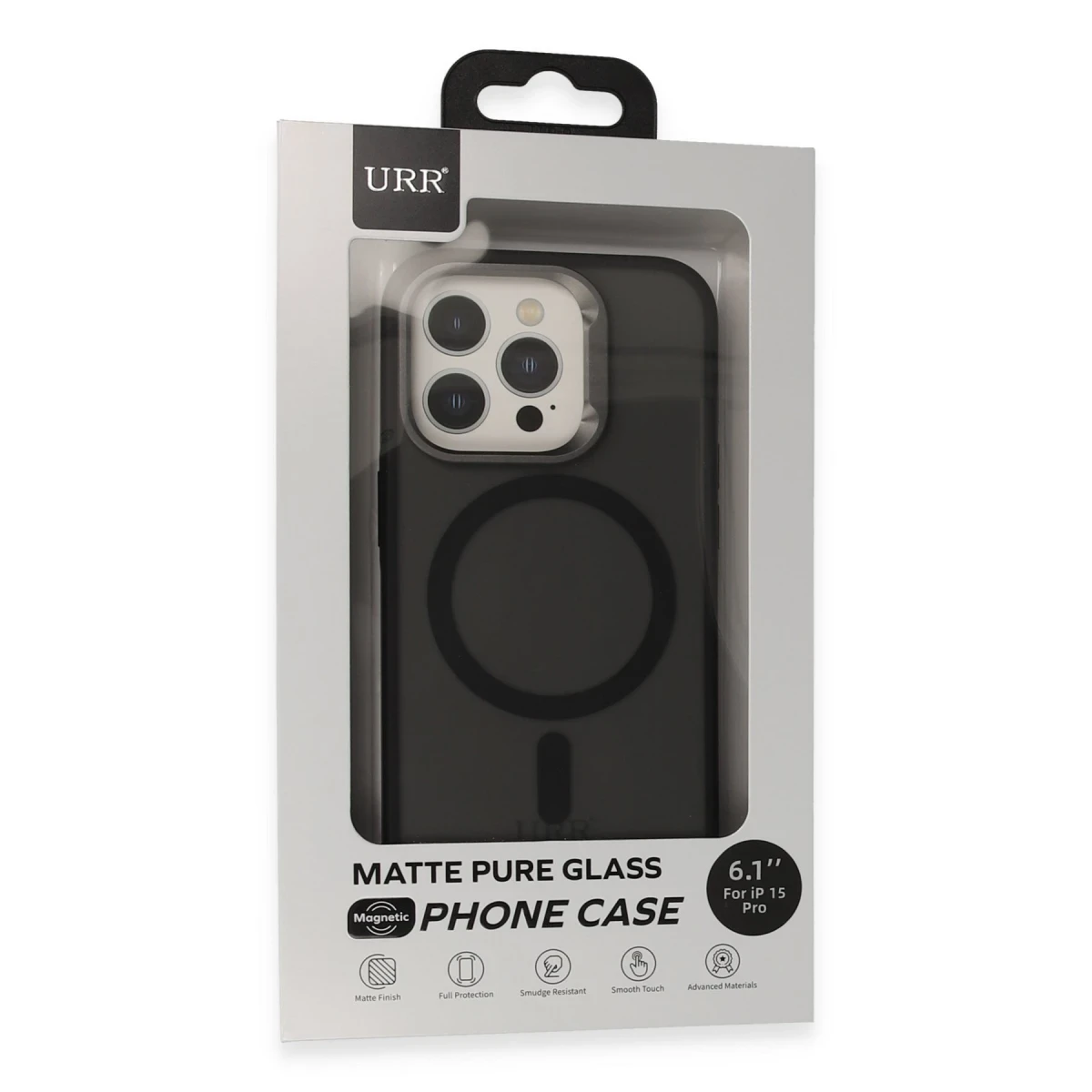 URR Apple iPhone 15 Pro Max Metal Frame Matte Magsafe Kapak - Siyah