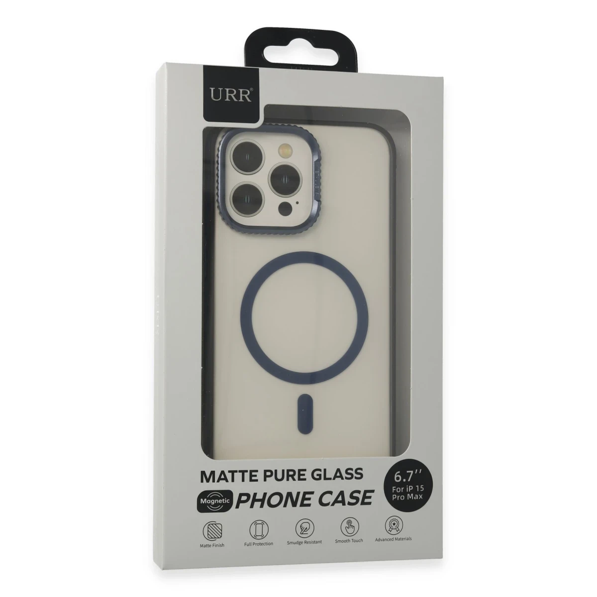 URR Apple iPhone 15 Pro Max PVDSS Lens Titanium Edge Magsafe Kapak - Lacivert