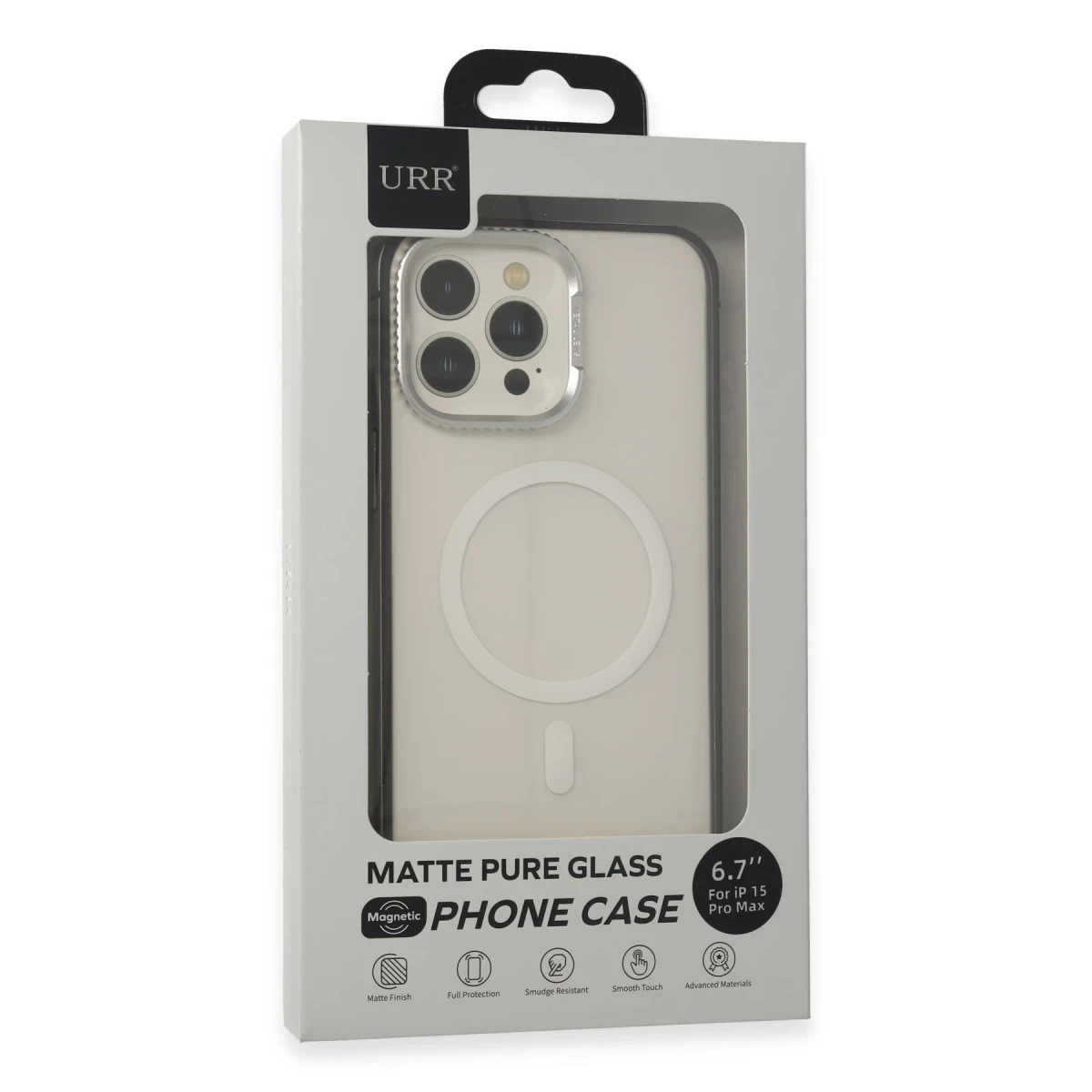 URR Apple iPhone 15 Pro PVDSS Lens Titanium Edge Magsafe Kapak - Titan Gri