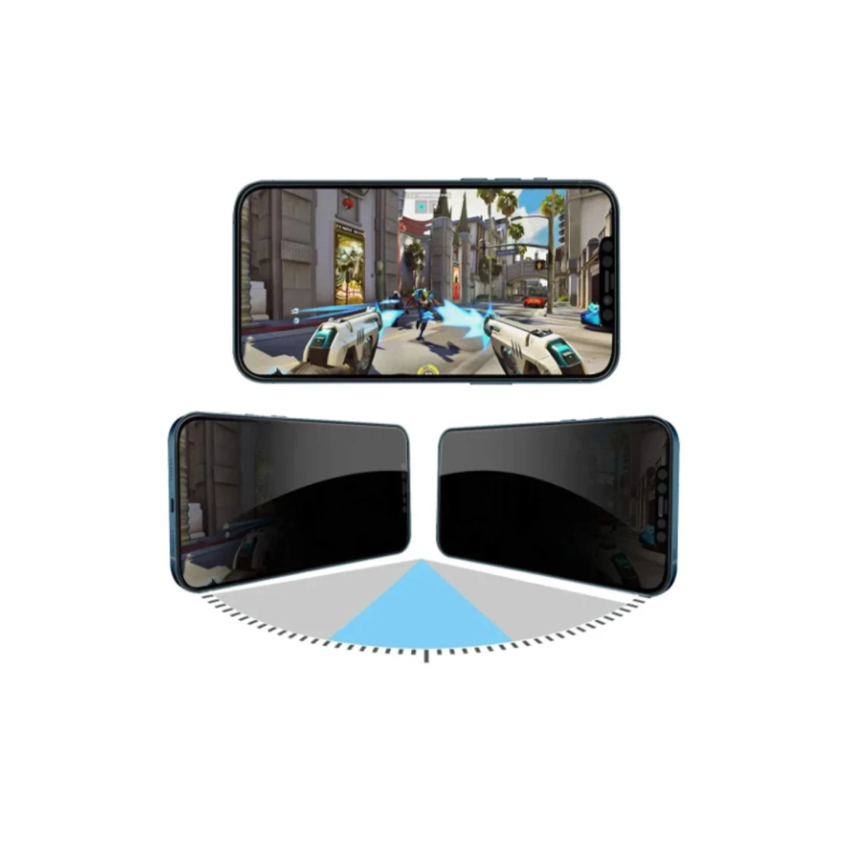 URR Apple iPhone 16 Pro 4 Way Anti Spy 360 Privacy Cam Ekran Koruyucu - Siyah