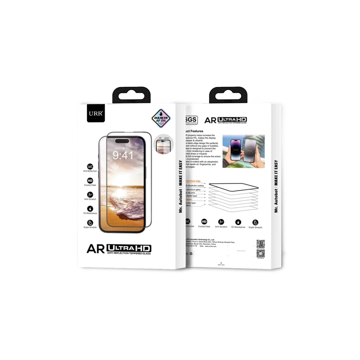 URR Apple iPhone 16 Pro Max 3D Anti Reflection AR Ultra HD Cam Ekran Koruyucu - Siyah