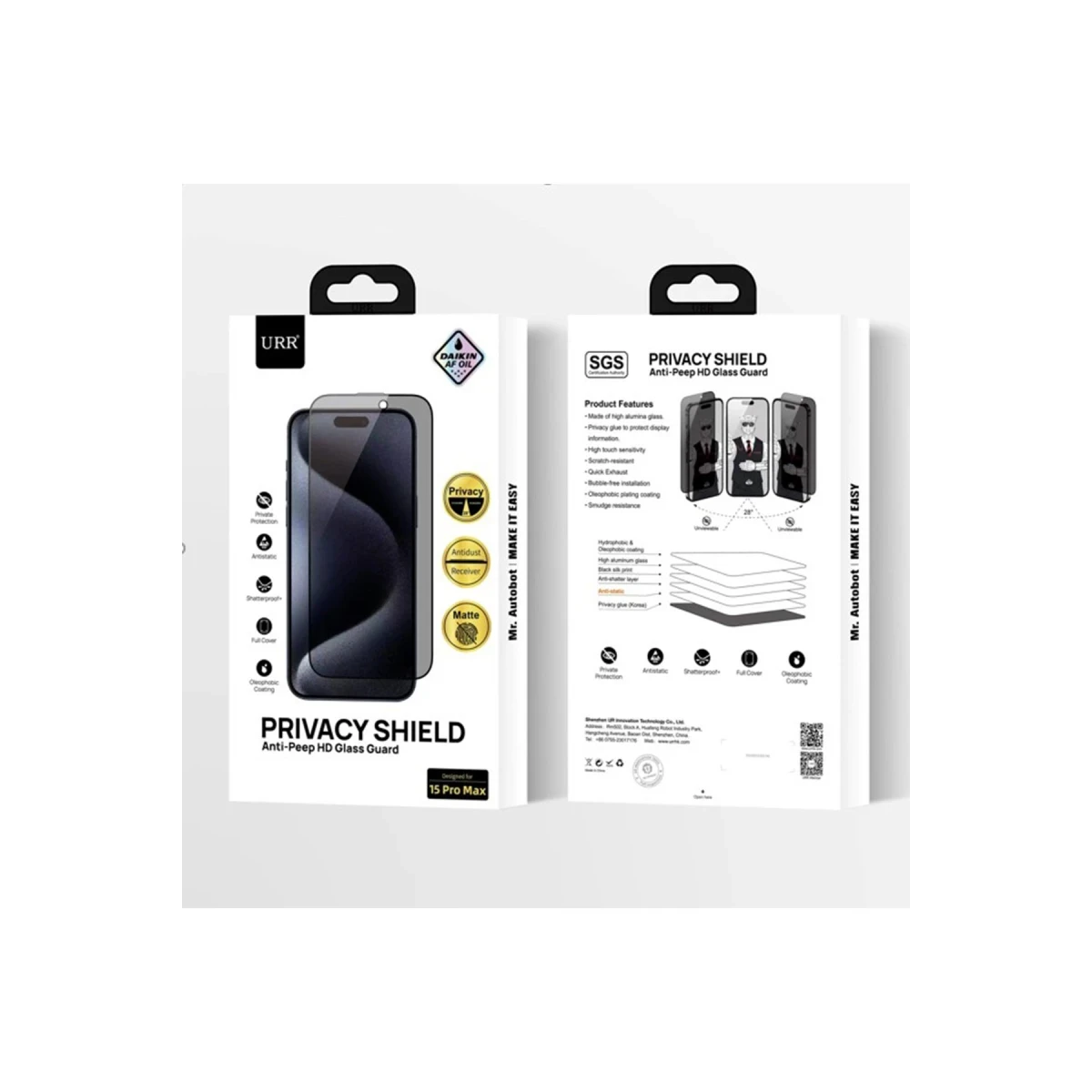 URR Apple iPhone 16 Pro Max Matte Privacy Cam Ekran Koruyucu - Siyah