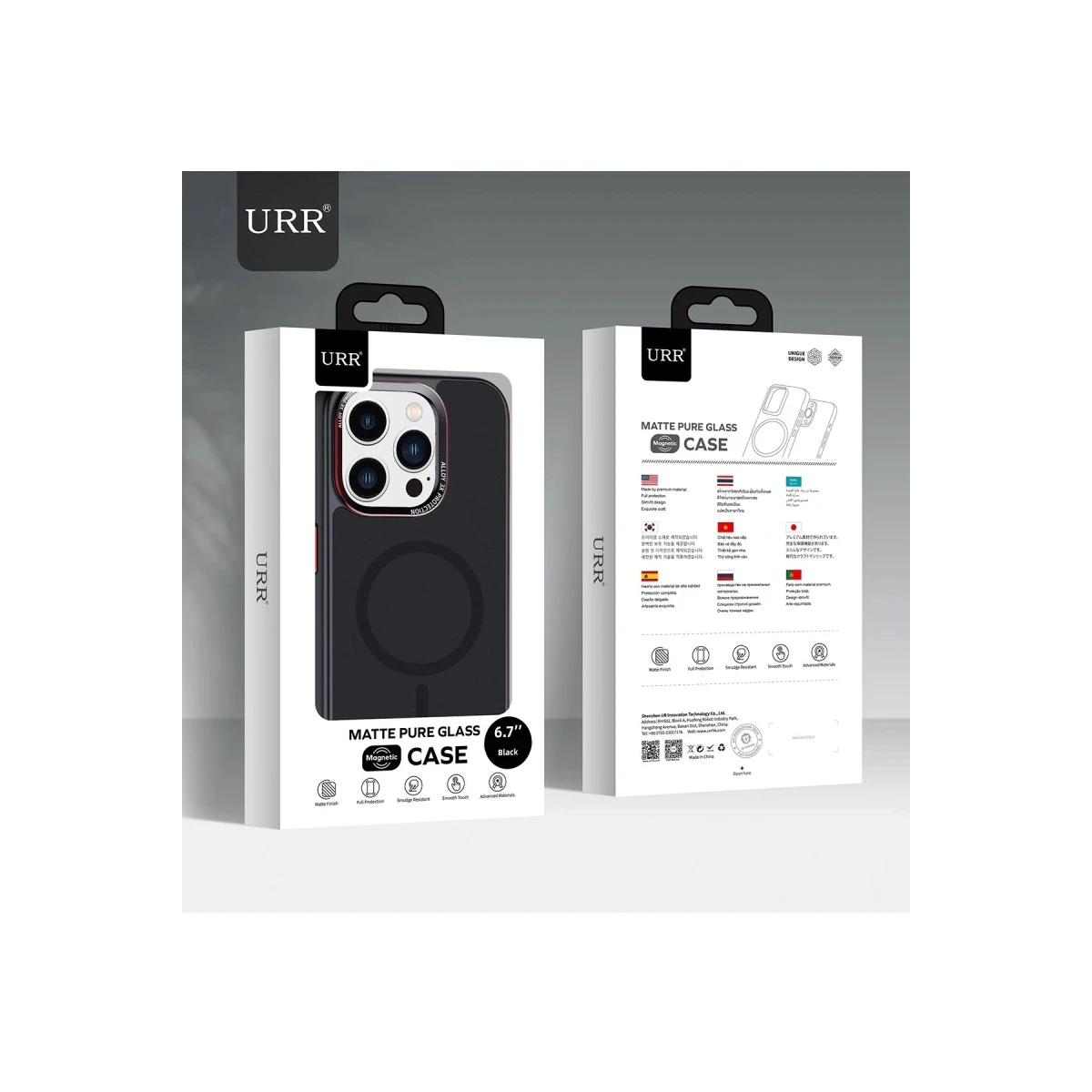 URR Apple iPhone 16 Pro Max Matte Pure Glass Magsafe Kapak - Siyah