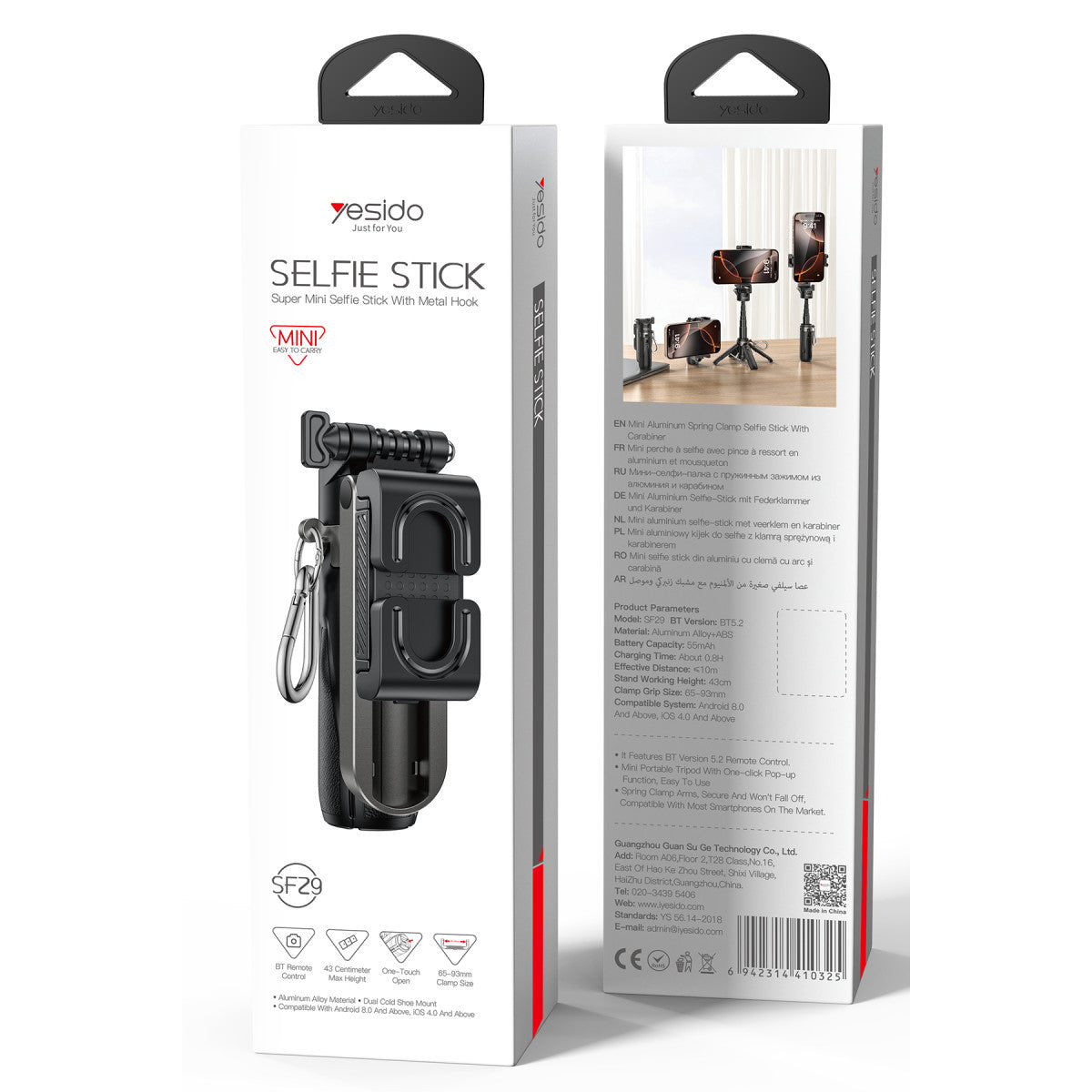 Yesido SF29 Ayarlanabilir BT 5.2 Tripod Özellikli Mini Selfie Çubuğu